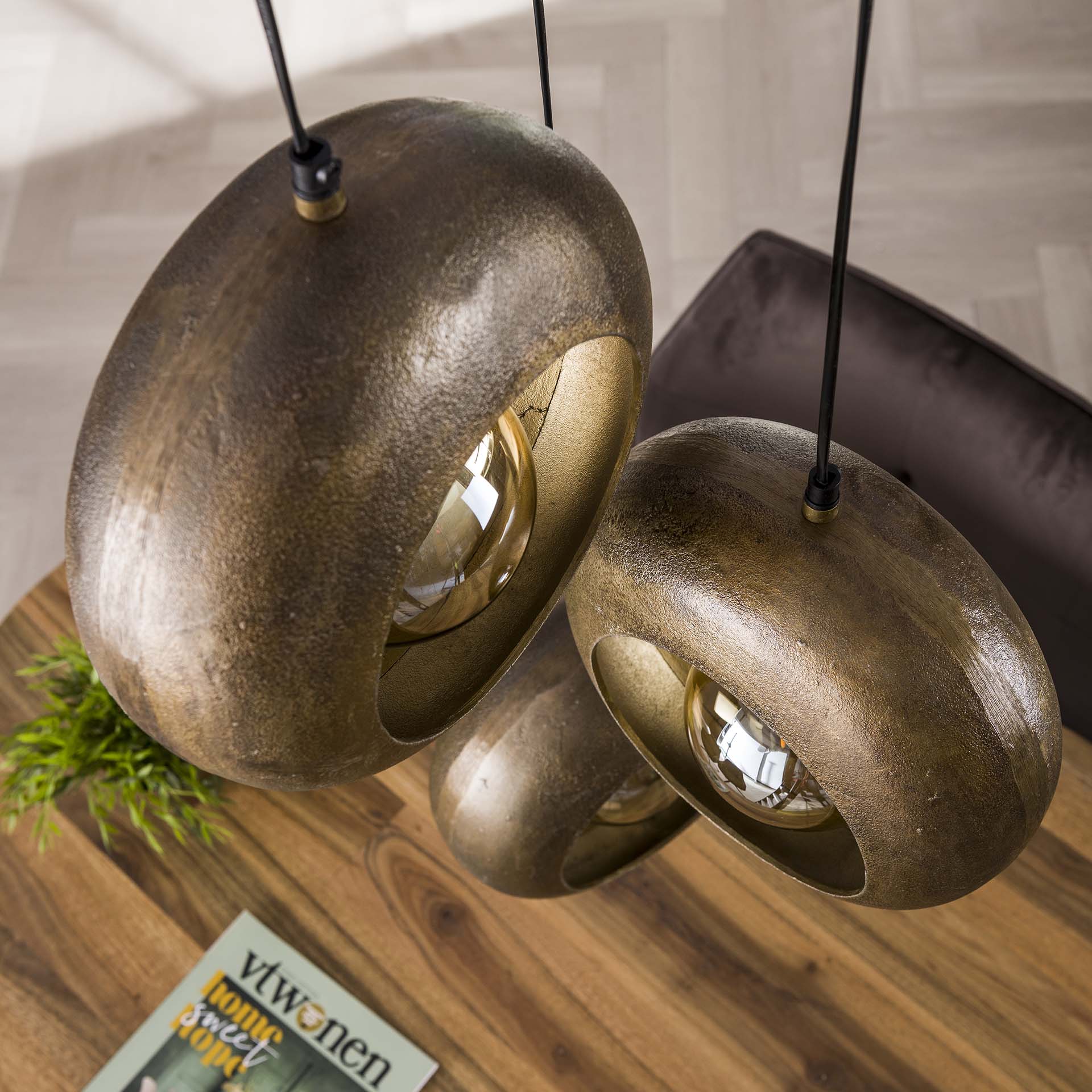 Design Pendelleuchte 3-flammig TRACK Aluminium Bronze-Antik E27