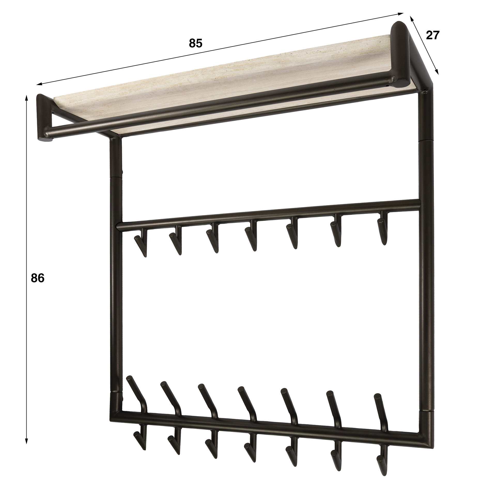 Garderobe Terra hoch 3x7H – Metallgarderobe mit Bronze-Finish