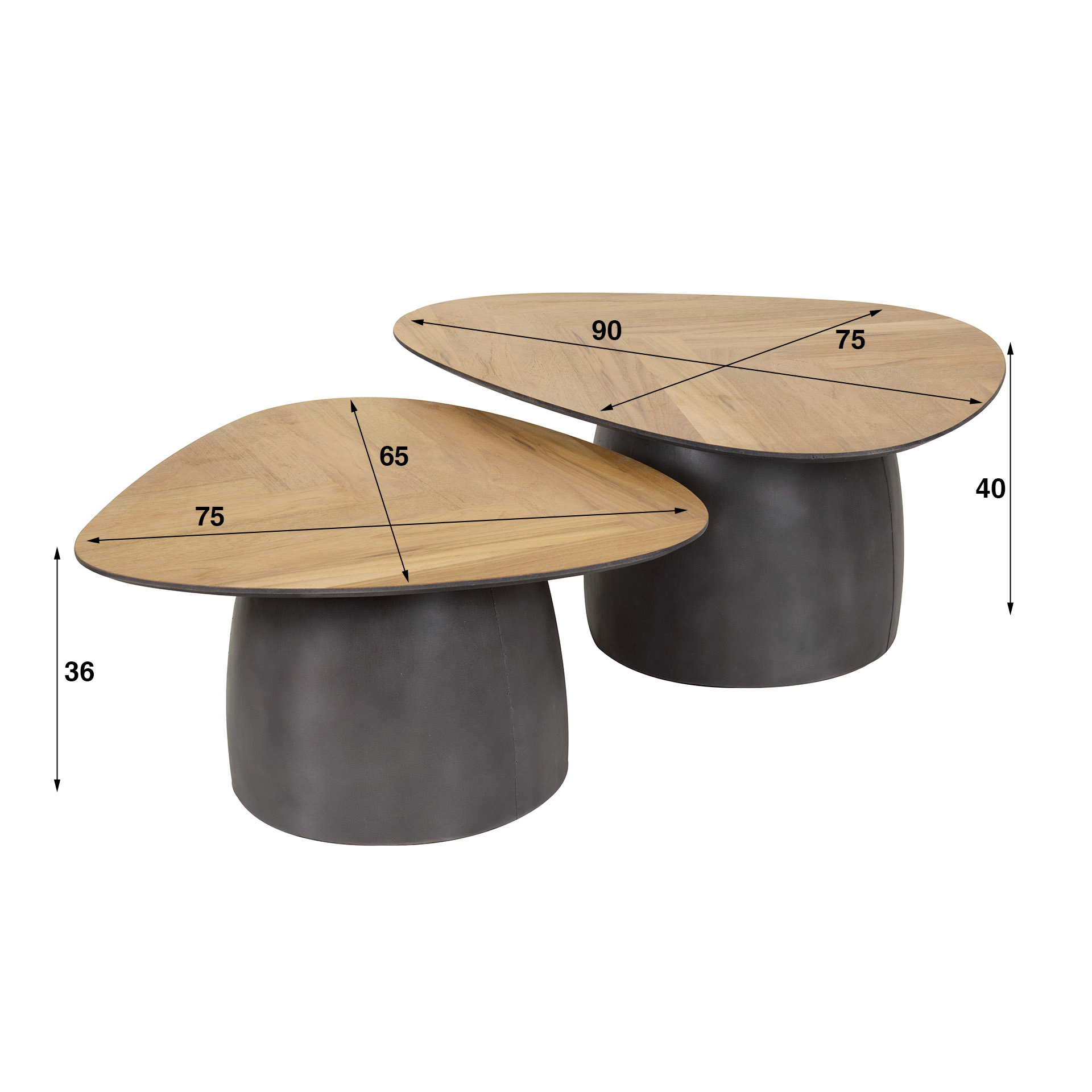 Couchtisch-Set 'Infinite' aus Teakholzfurnier Couchtisch-Set 'Infinite' aus Teakholzfurnier