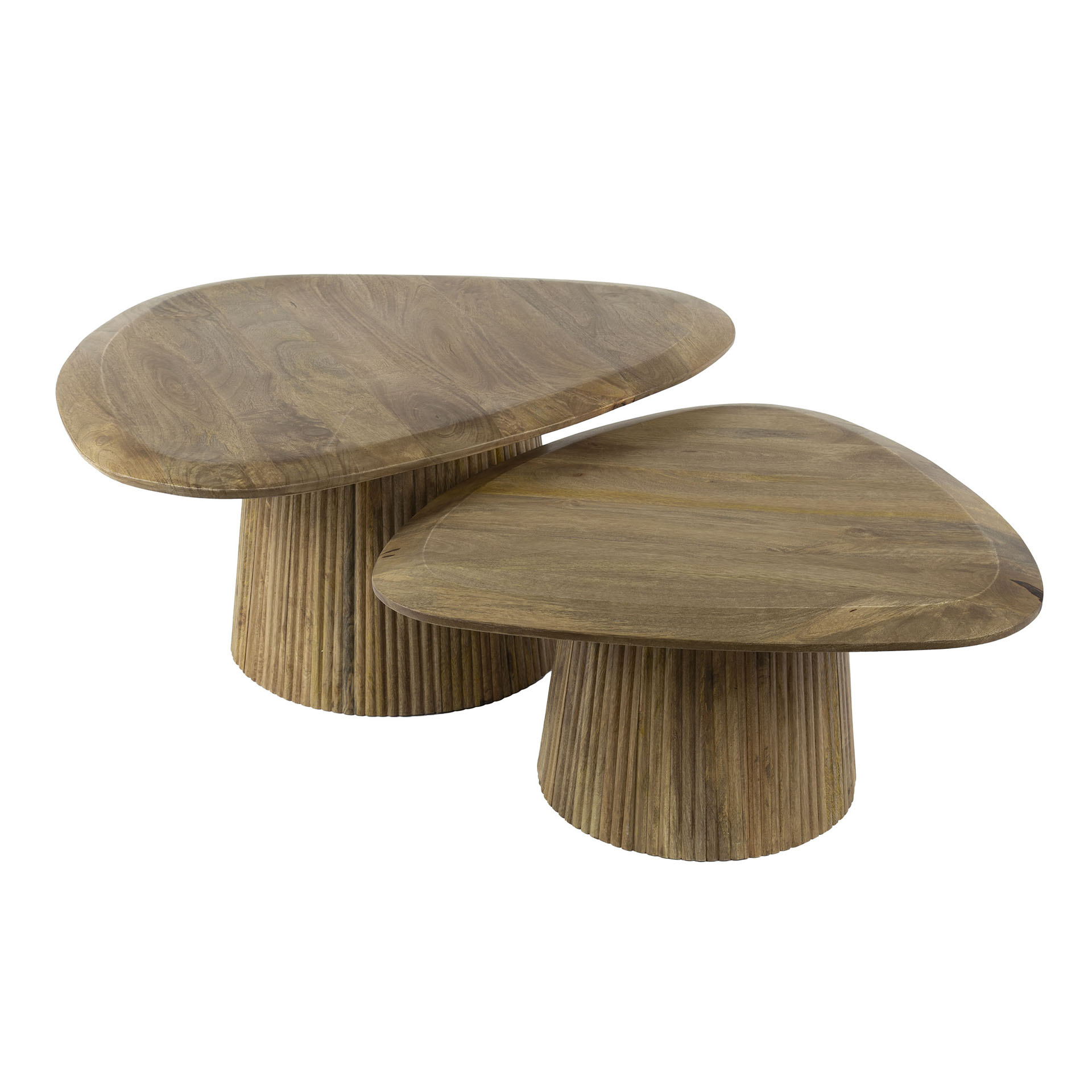 Couchtisch Set Wave (2-tlg.) aus Mangoholz – modernes Design in Sandfarben