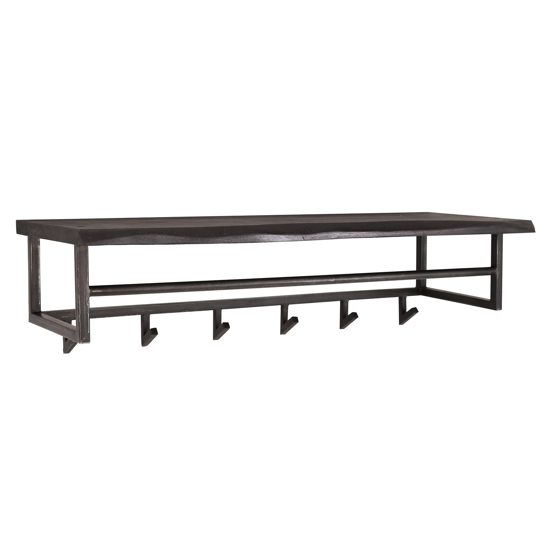 Wandgarderobe Yucon Schwarz mit 6 Haken und Hutablage
