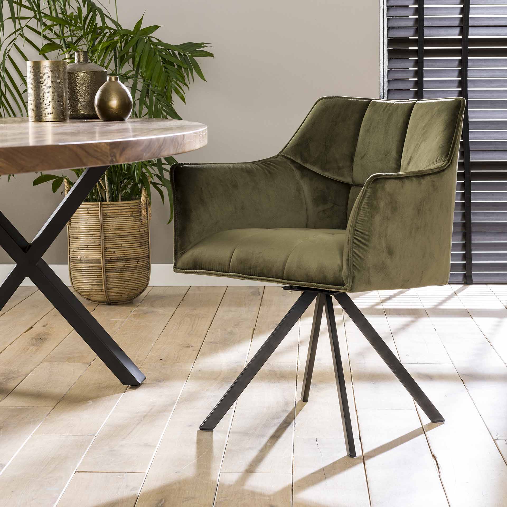 Home-Designs Sessel 2er Set VIRAGE drehbar / Grün velvet