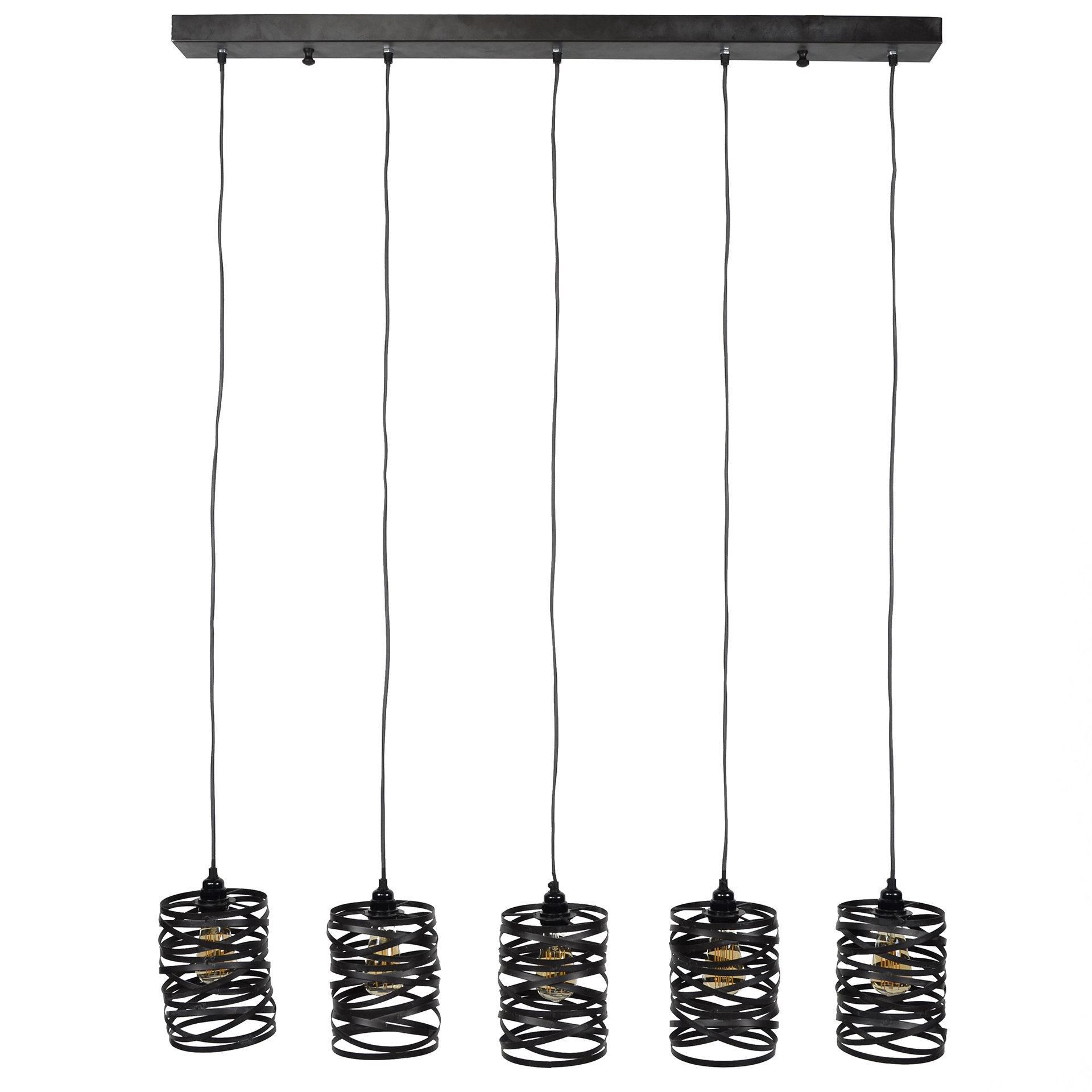 Design Hängeleuchte Spindel 5 Leuchten Metall schiefergrau