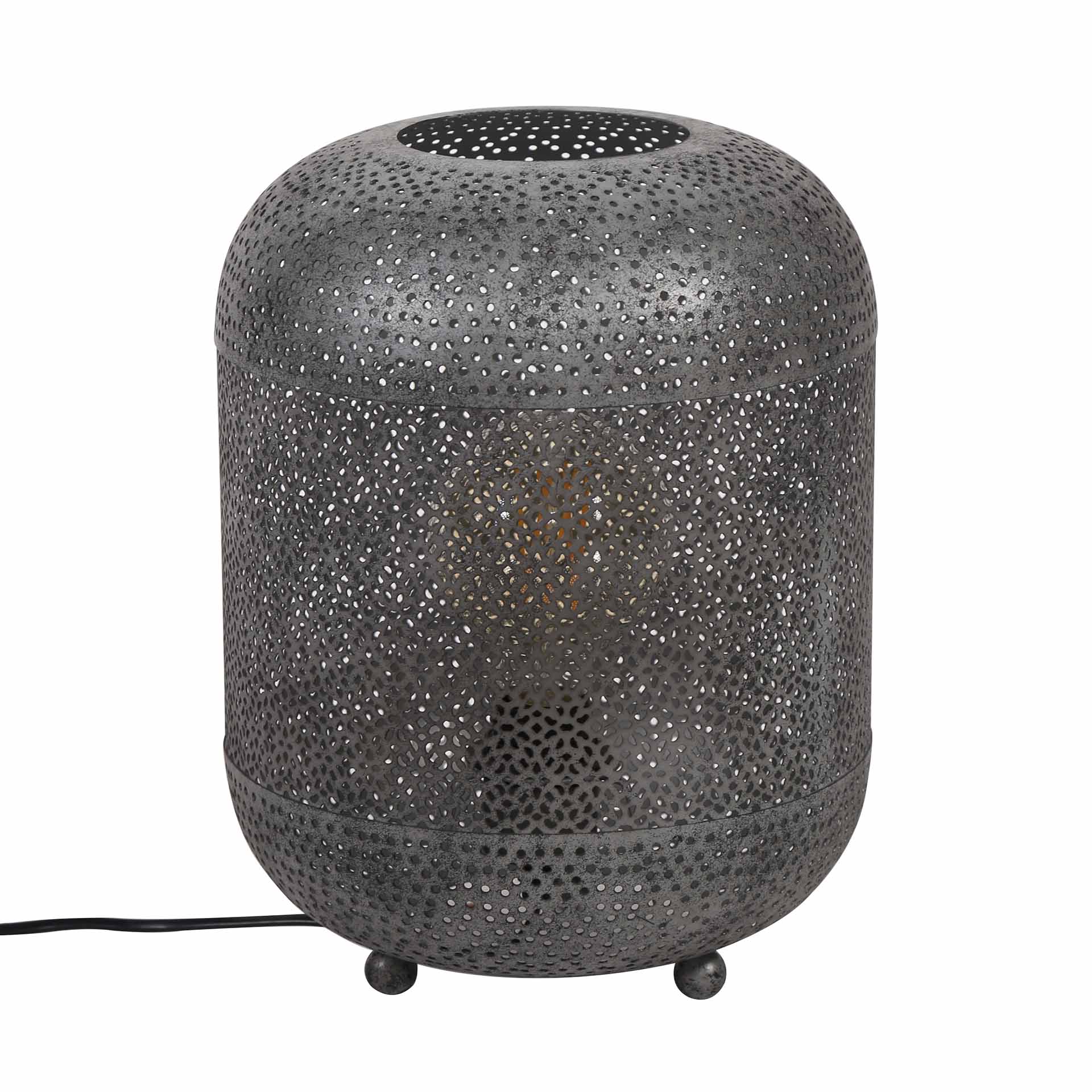 Design Tischlampe 1-flammig TANGO Metall Glas modern Alt Silber Finish