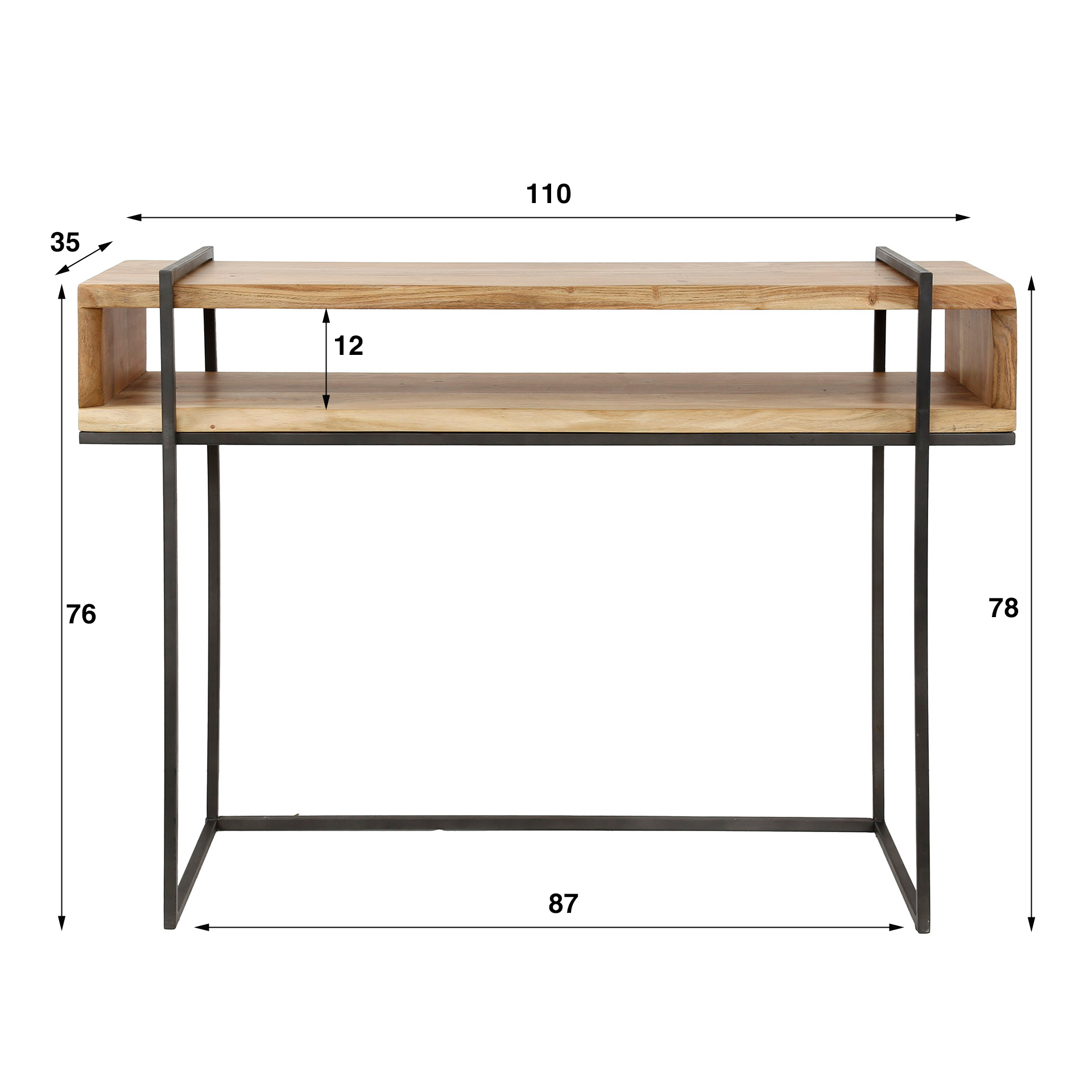 Design Schminktisch Edge mit Fach aus Akazienholz 110cm