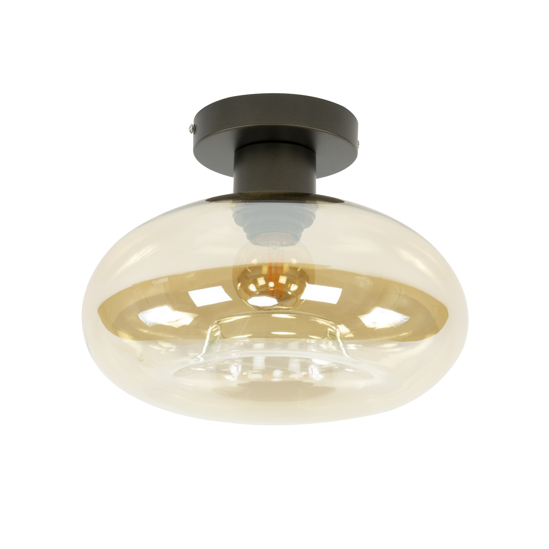 Home-Designs Deckenleuchte Soll 1F – 1-flammige Plafondlampe mit Amberglas