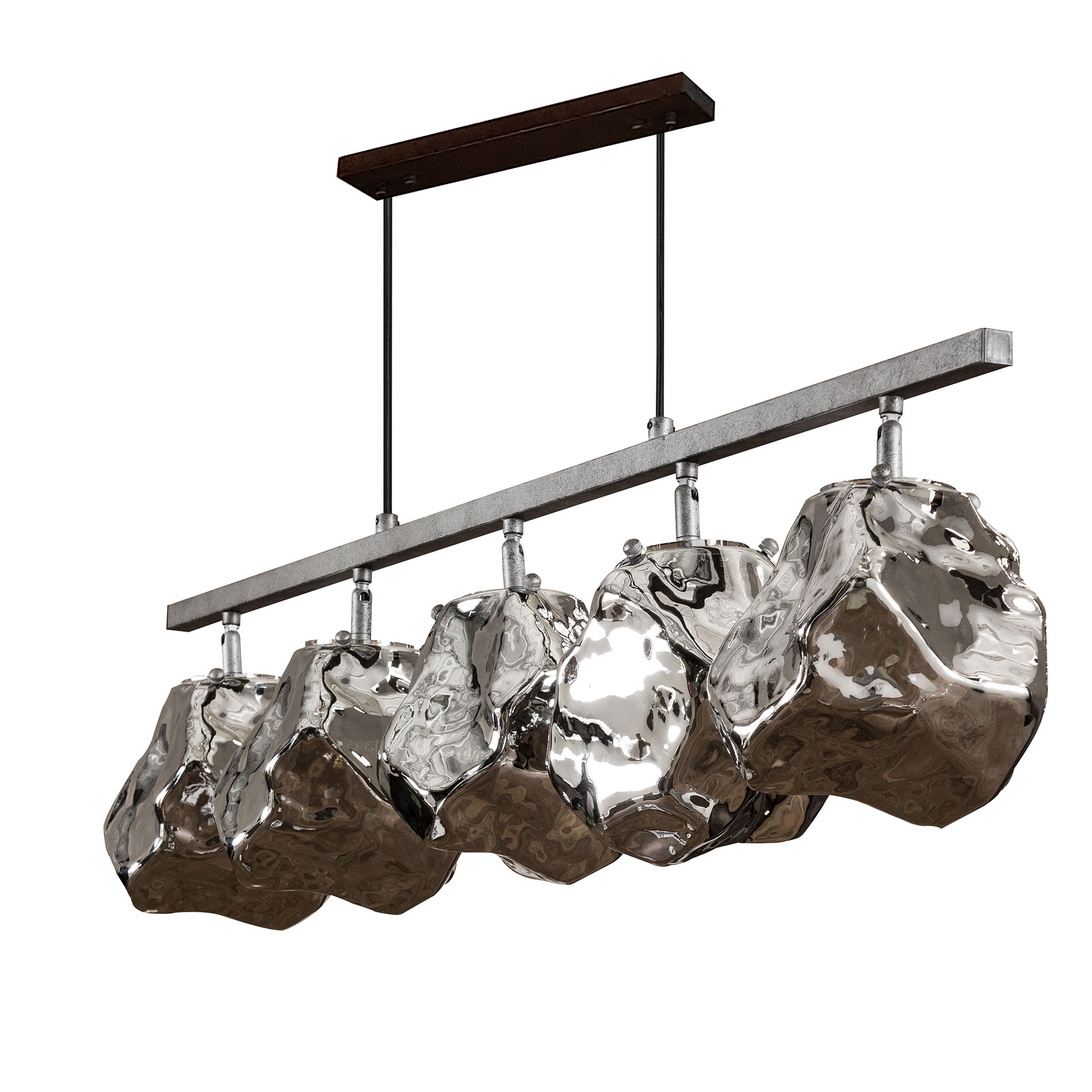Home-Designs Pendelleuchte ROCK Altsilber Chrom 5-flammig