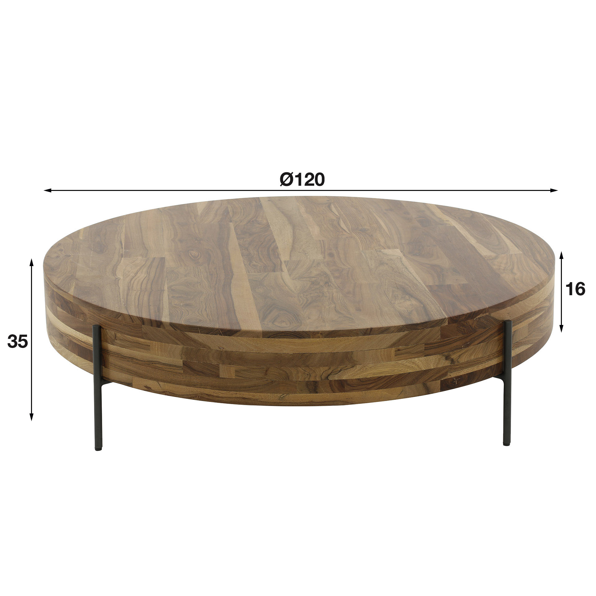 Design Couchtisch XXL Rund Ø120 Daytona Naturnussbaum