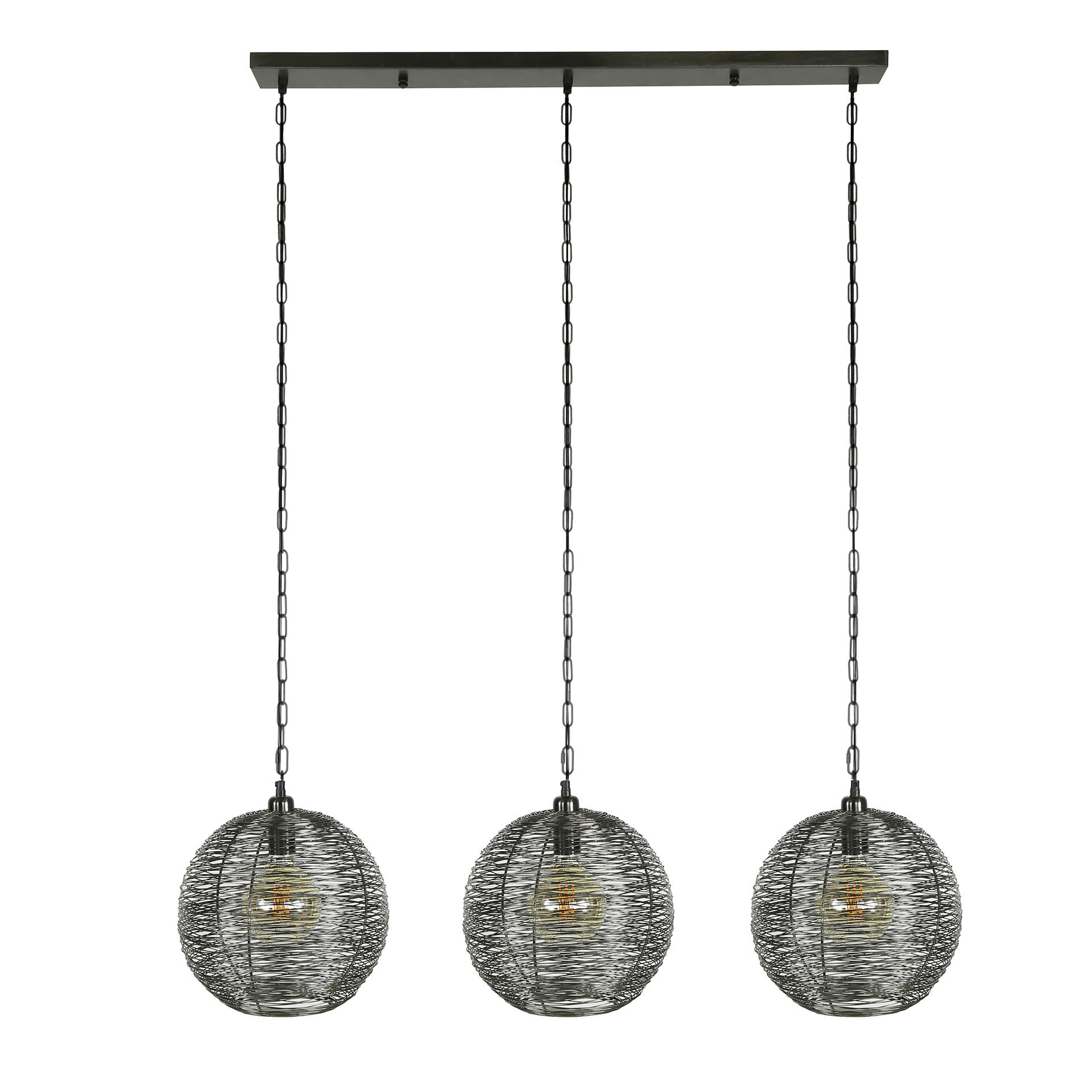 Home-Designs Hängelampe 3L WEB schwarz Nickel