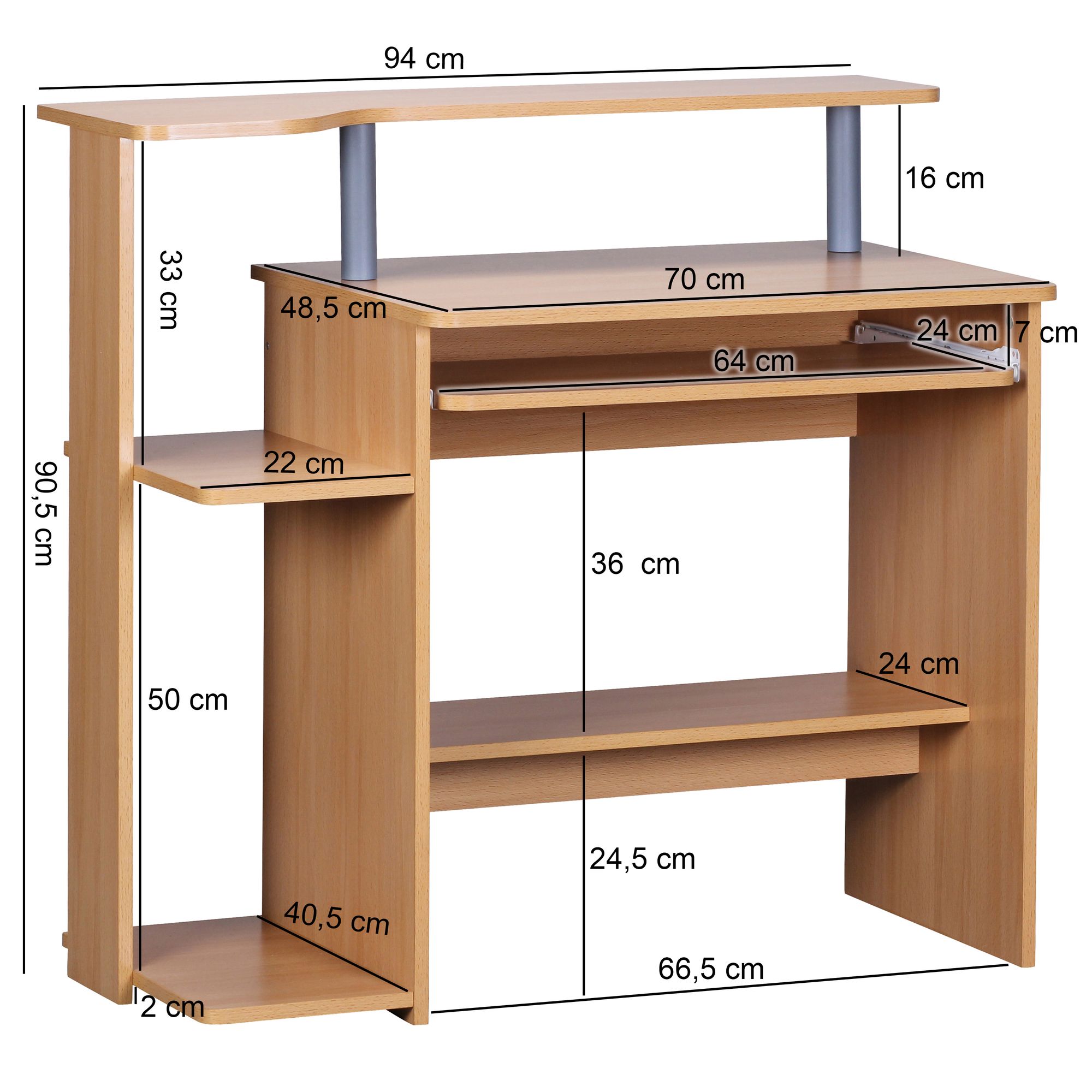 36971-WOHNLING-Computertisch-WL1-163-Buche-94x90-5x48-5-cm-Laptop-Tisch-Modern-mit-Tastaturauszug---PC-Tisch-mit-Drucker-Ablage-platzsparend---Schreibtisch-fuer-kleine-Raeume-mit-Ablage_3.jpg