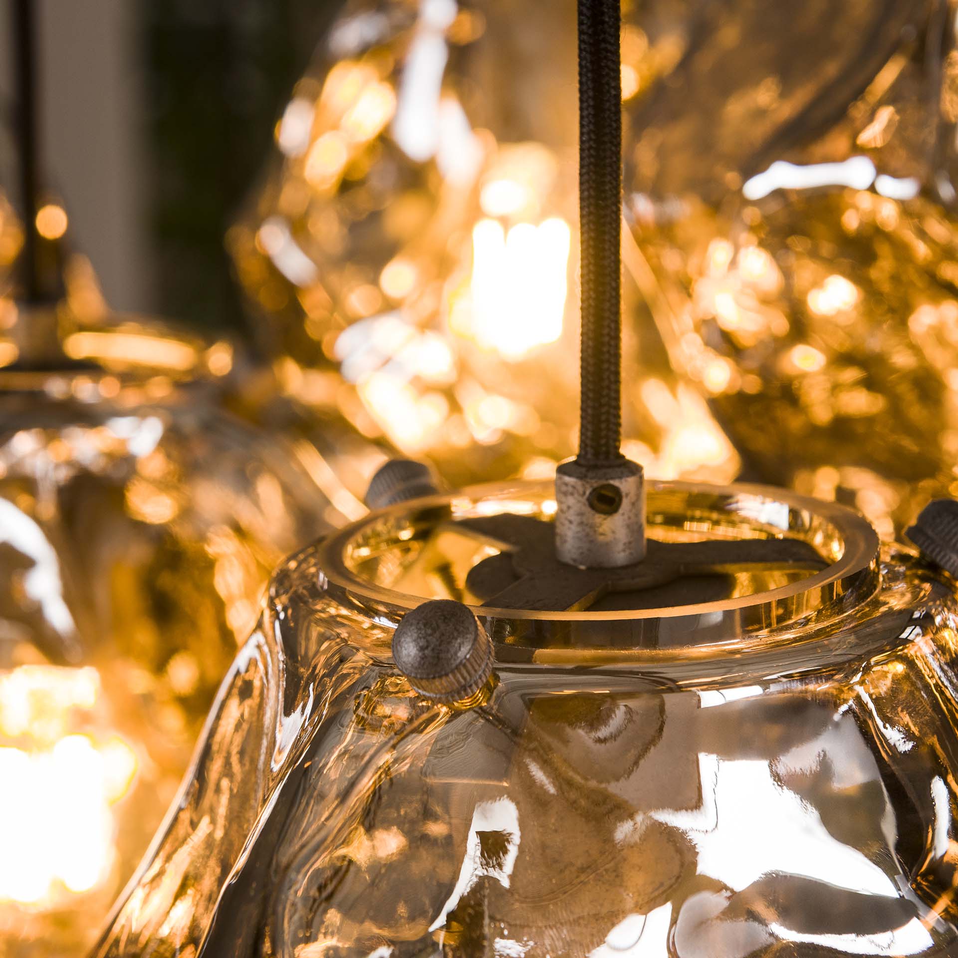 Home-Designs Pendelleuchte ROCK Altsilber Chrom 7-flammig