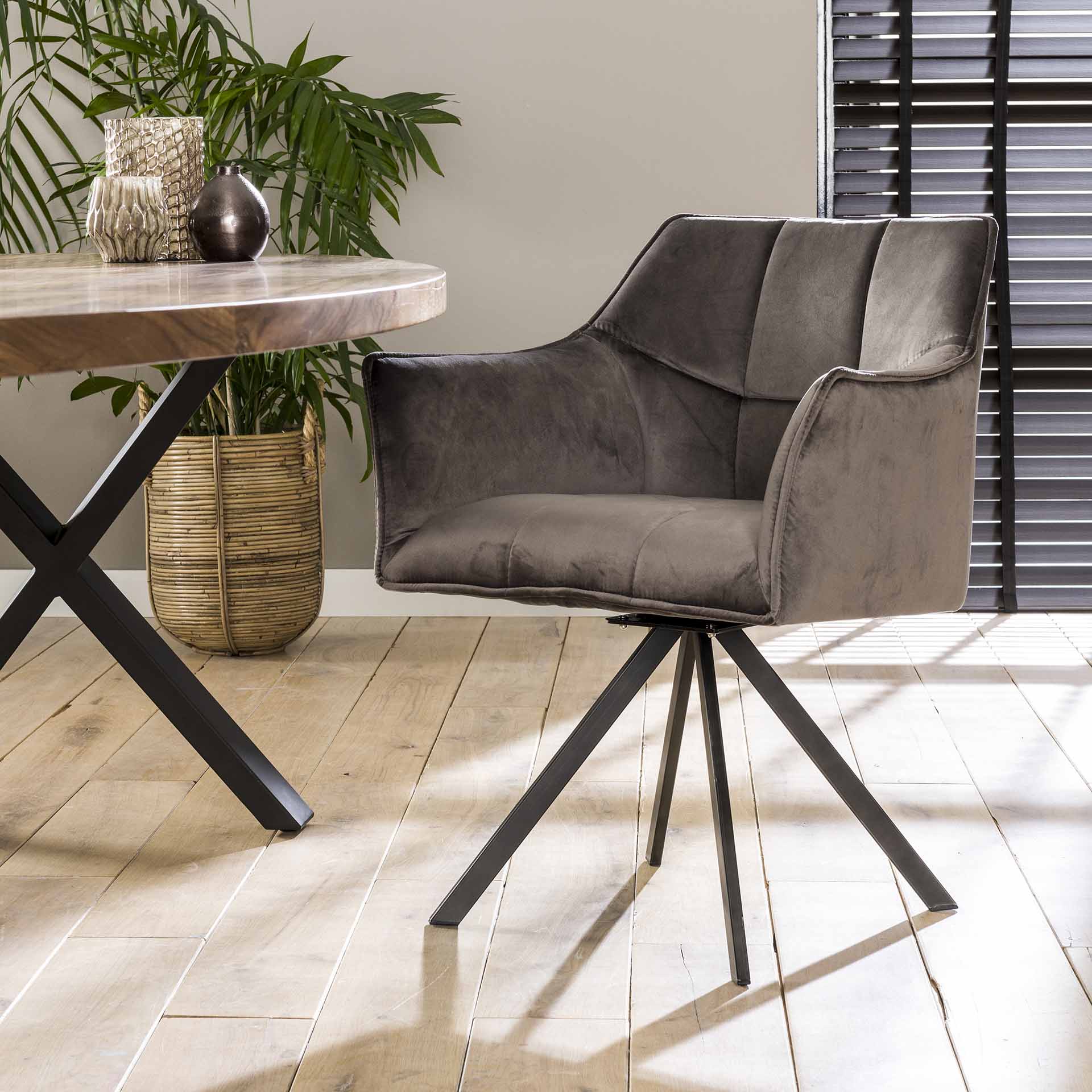 Home Designs Armstuhl raster drehbar. Pro 2 Stück verpackt / Anthrazit velvet