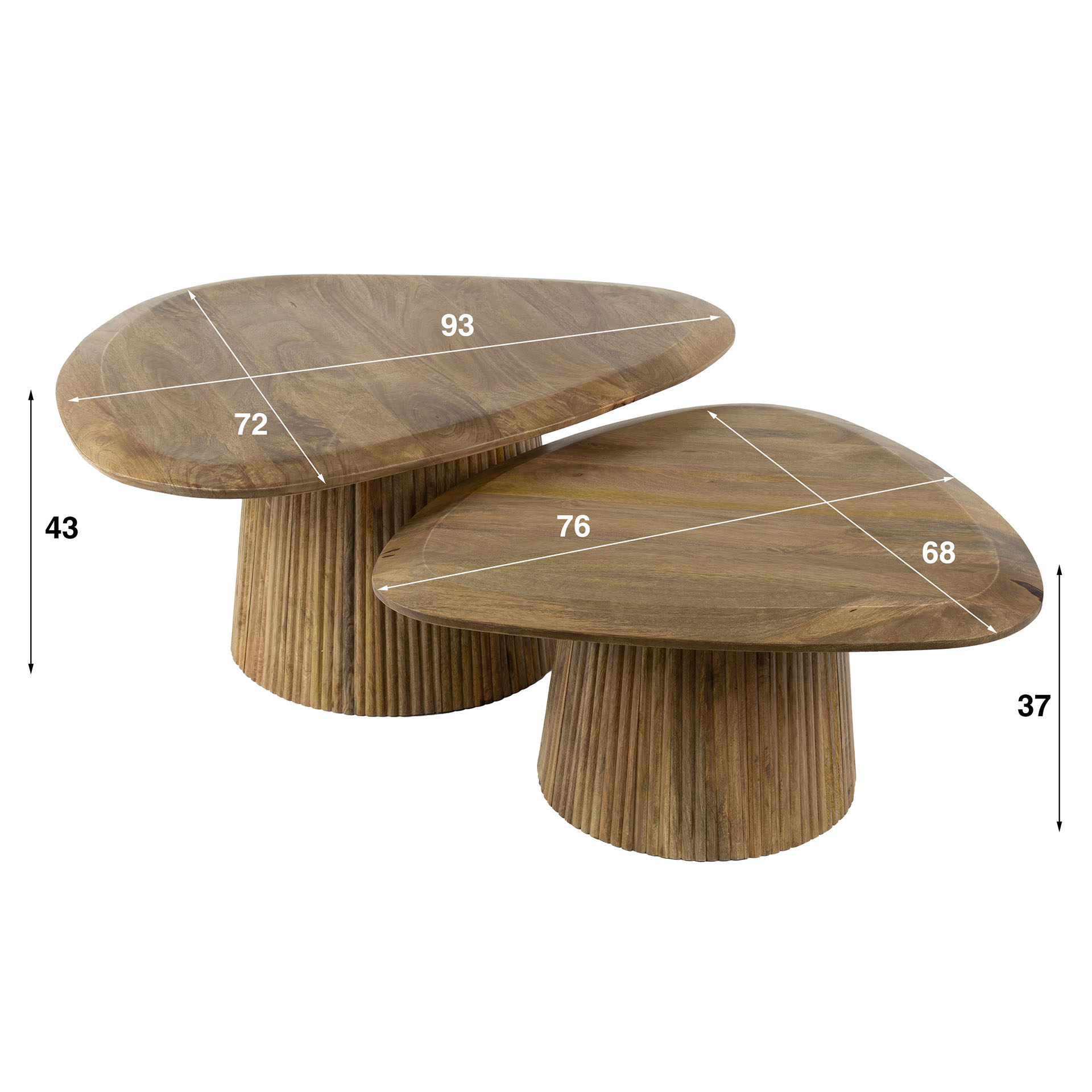 Couchtisch Set Wave (2-tlg.) aus Mangoholz – modernes Design in Sandfarben