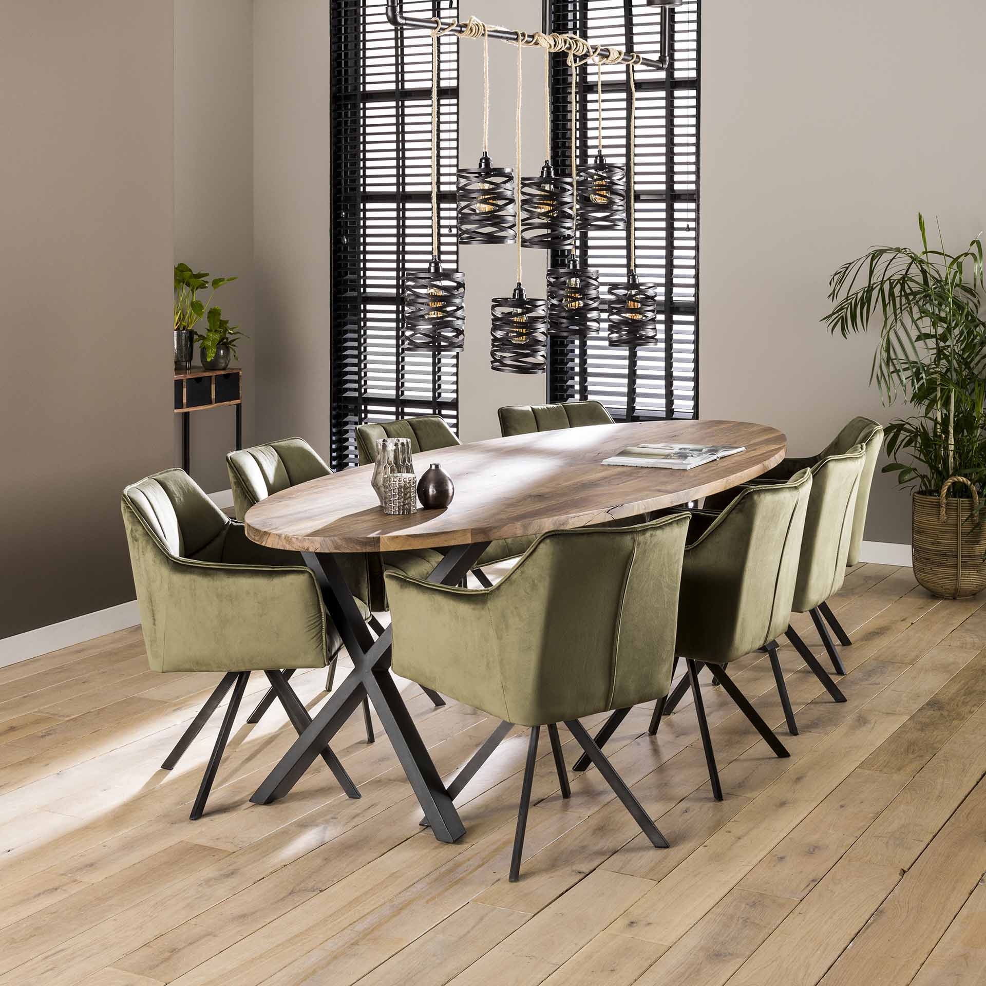Home-Designs Sessel 2er Set VIRAGE drehbar / Grün velvet