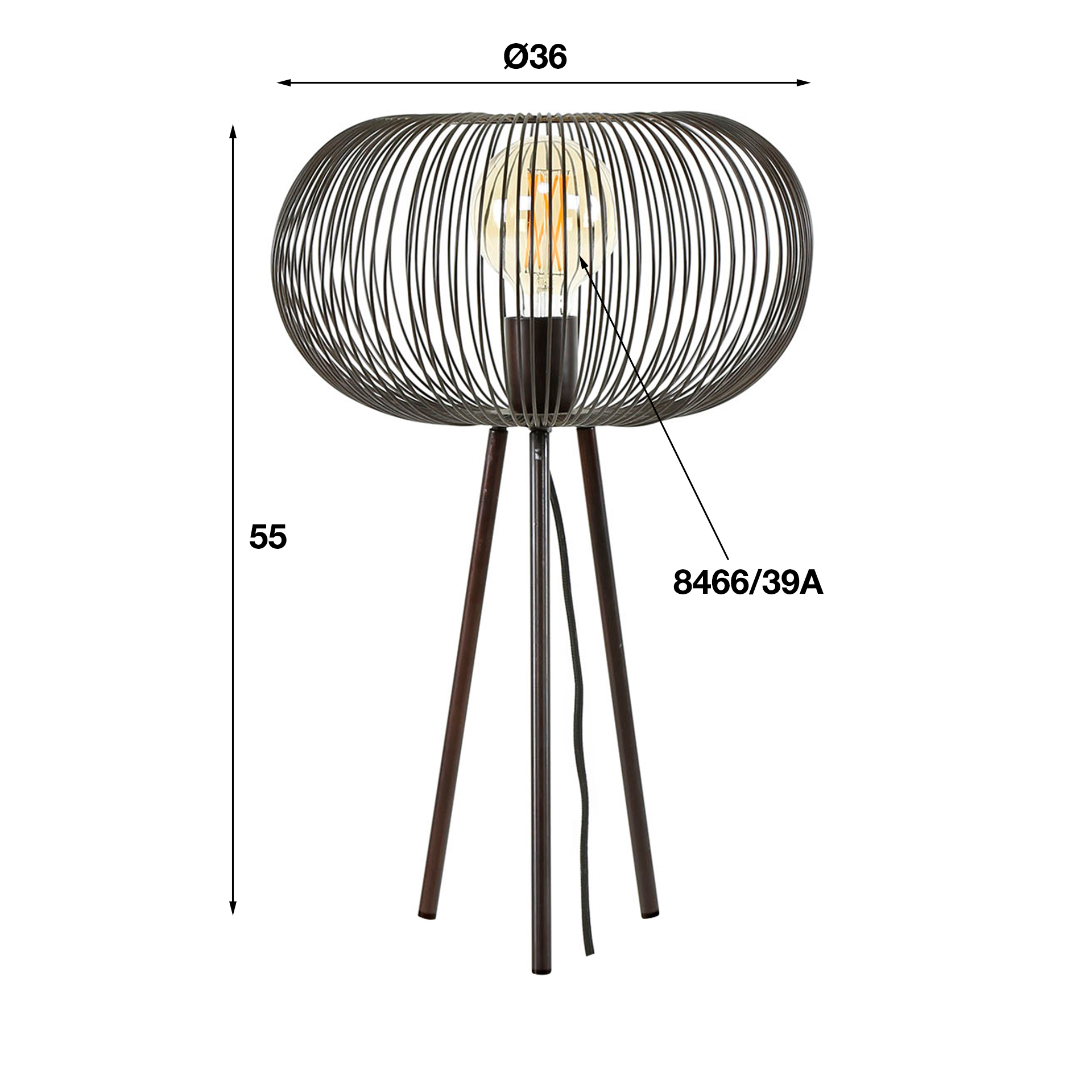 Design Tischlampe copper twist / schwarz Nickel
