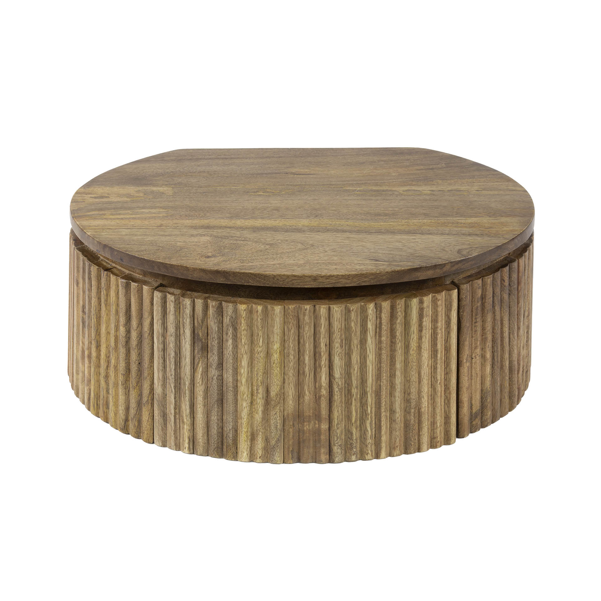 Wave Round Nachttisch 50cm aus nachhaltigem Mangoholz – Wandmontage & Wellendesign