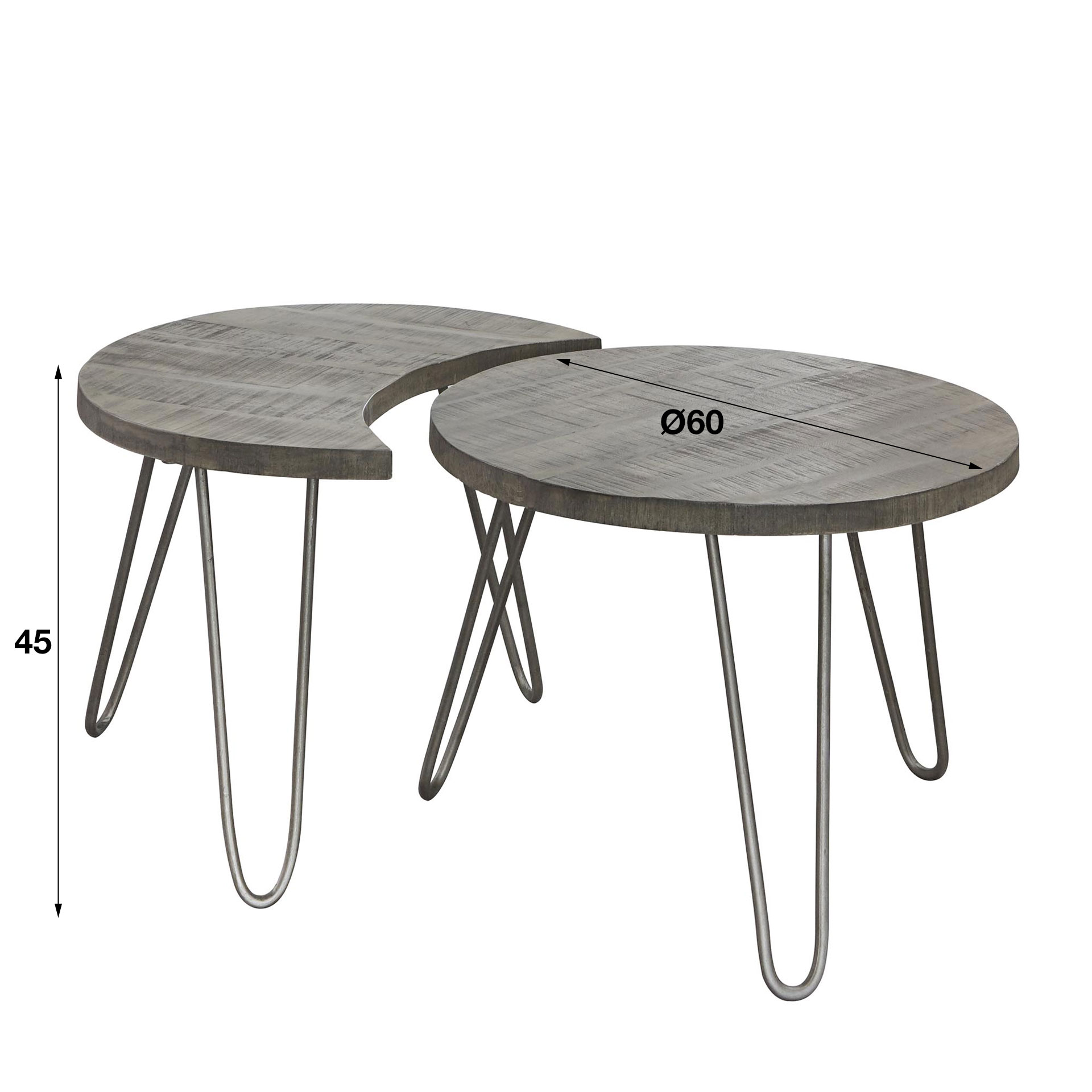 Couchtisch COLT Industrial 2er-Set Mangoholz Grau