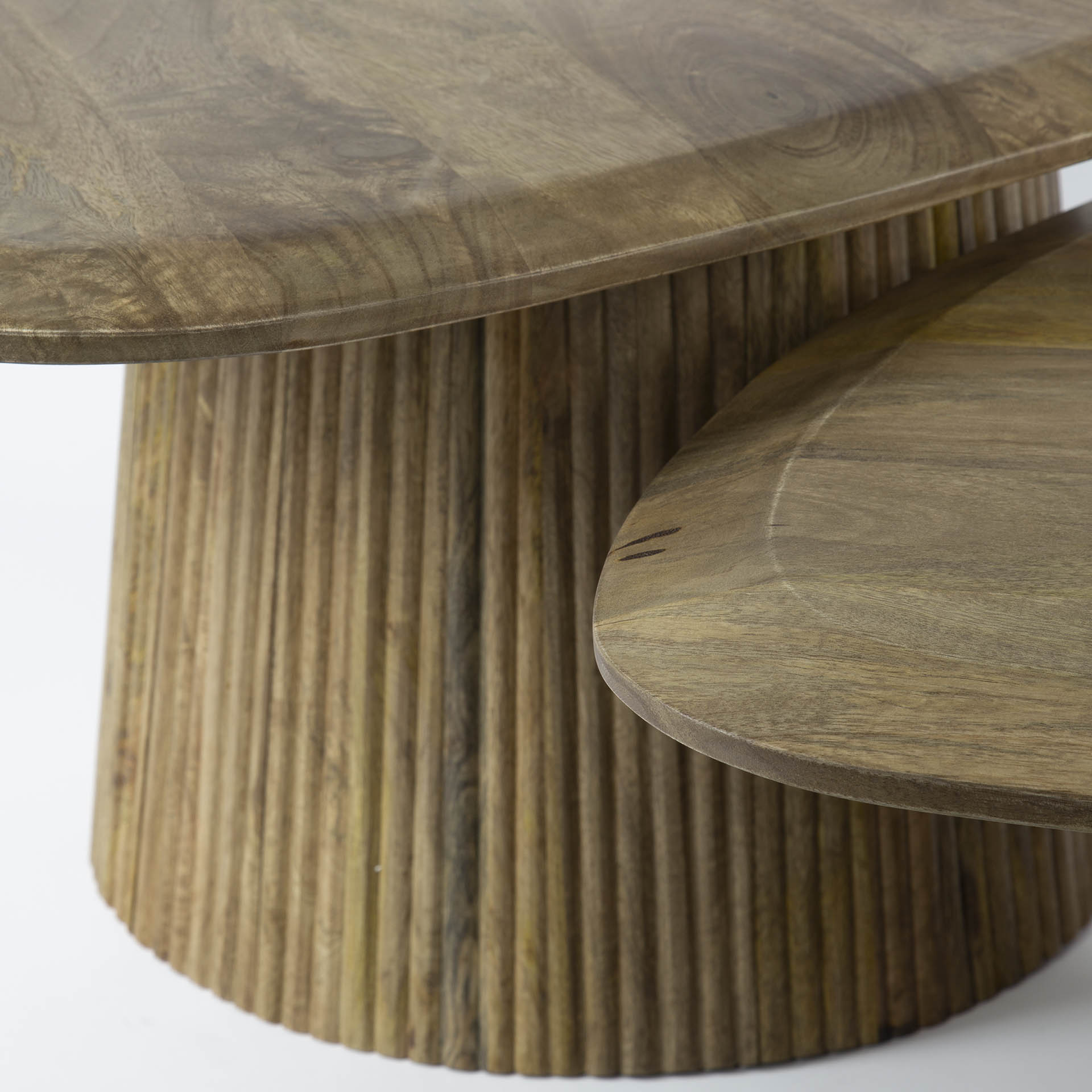 Couchtisch Set Wave (2-tlg.) aus Mangoholz – modernes Design in Sandfarben