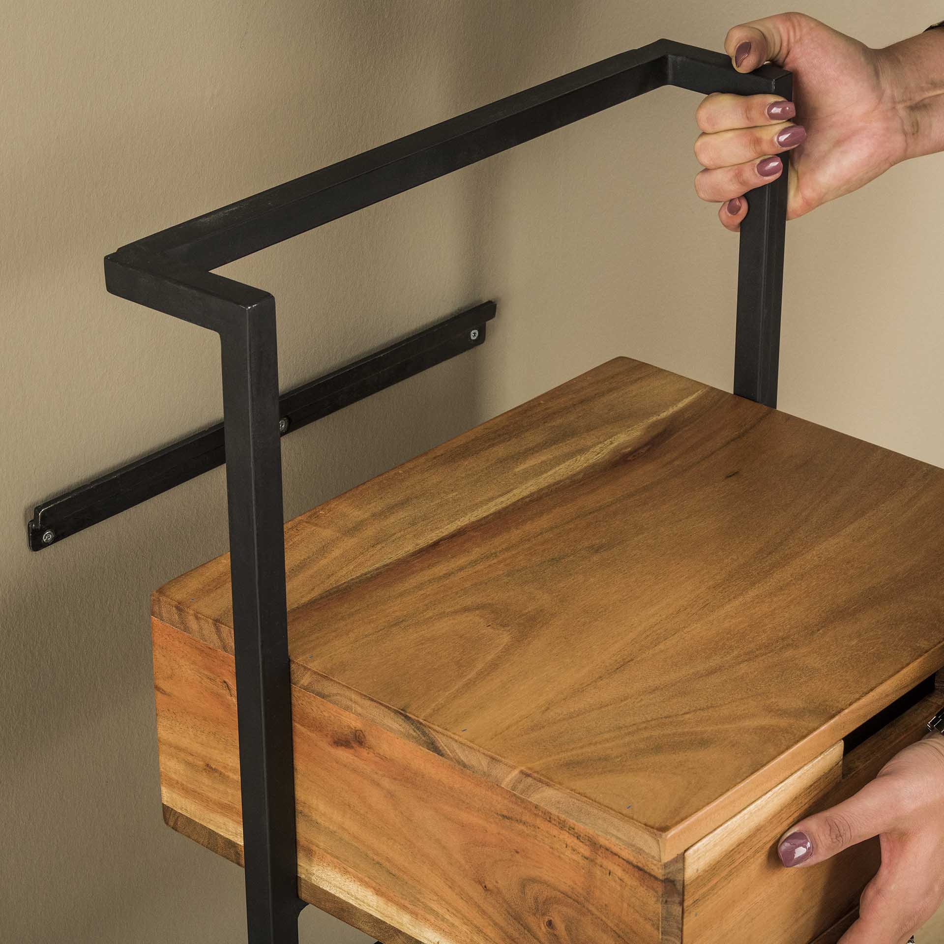 Nachttisch Air Solid Akazienholz mit 1 Schublade