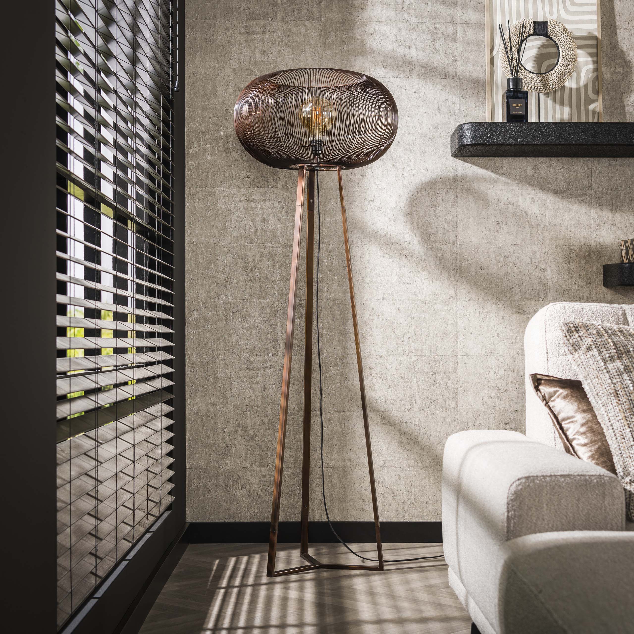 Design Stehlampe copper twist / Schwarz Nickel