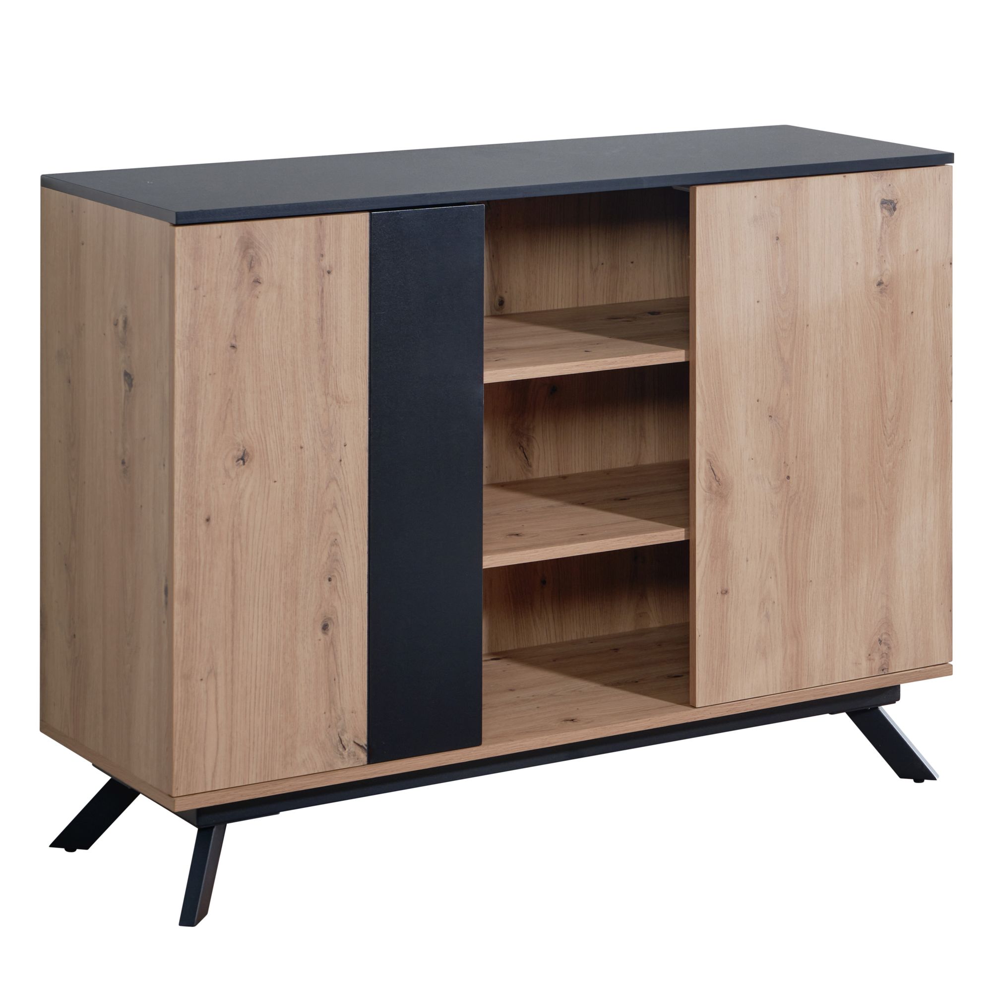 74451-WOHNLING-Sideboard-110x87x40-cm-MDF-Anrichte-in-Eiche-Dekor---Schwarz---Kommode-mit-2-Tueren---Kommodenschrank-Flurschrank-Modern---Standschrank-Wohnzimmer-mit-Metallbeine-holz-140-.jpg