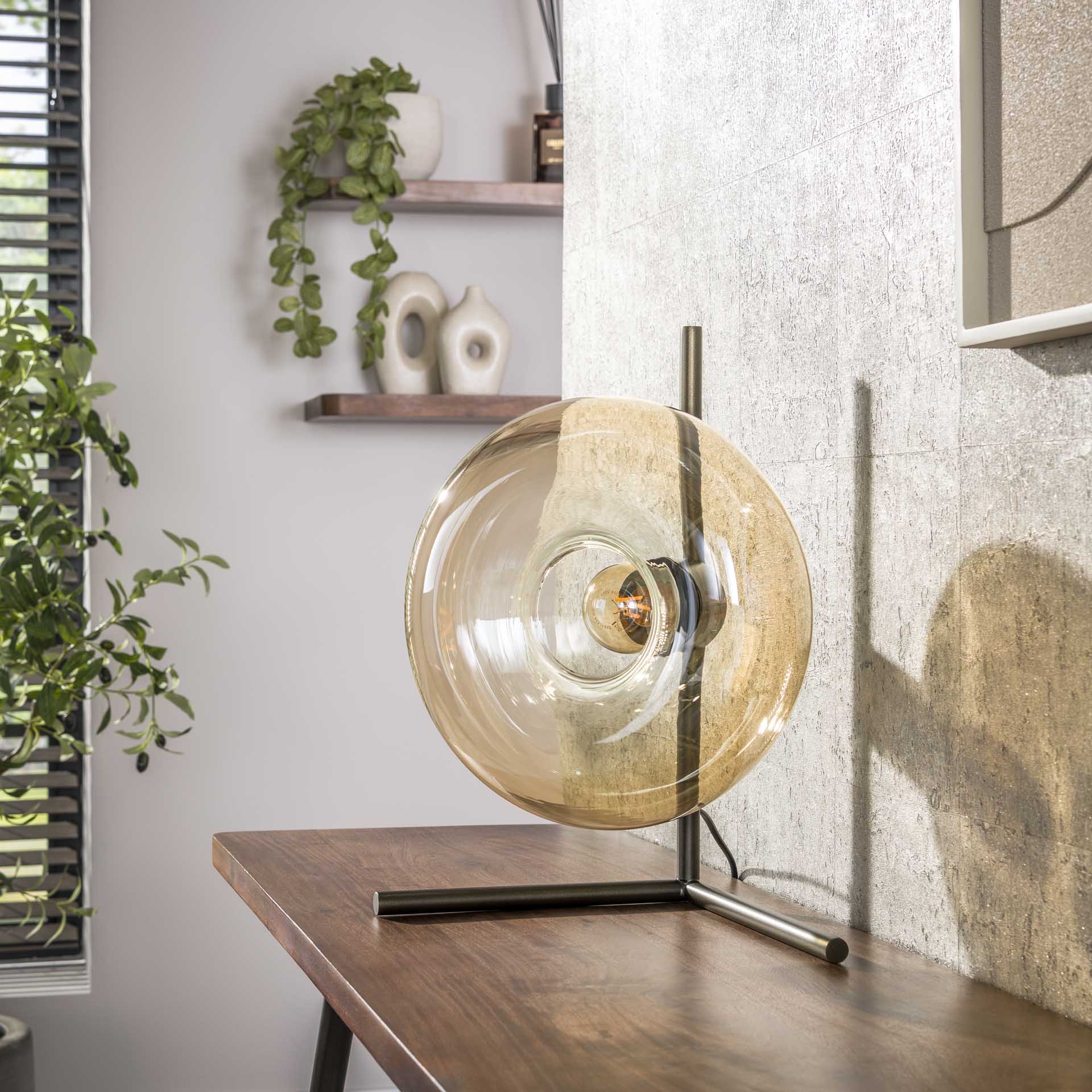 Tischleuchte Soll 1F – Amberfarbenes Glas mit Bronze-Finish