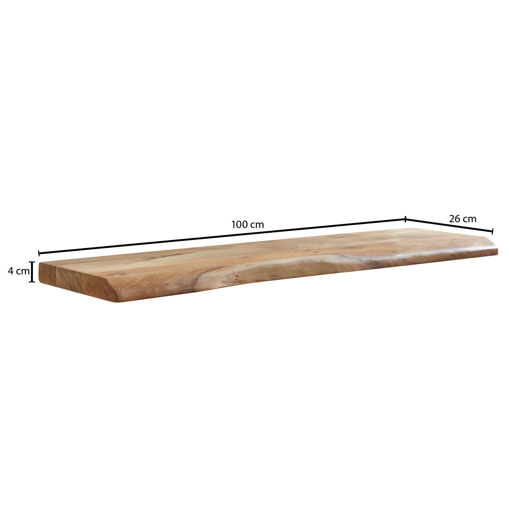 Schwebendes Wandregal Aus Massivholz Eiche Mit Baumkante | 40 Cm | Holz12455