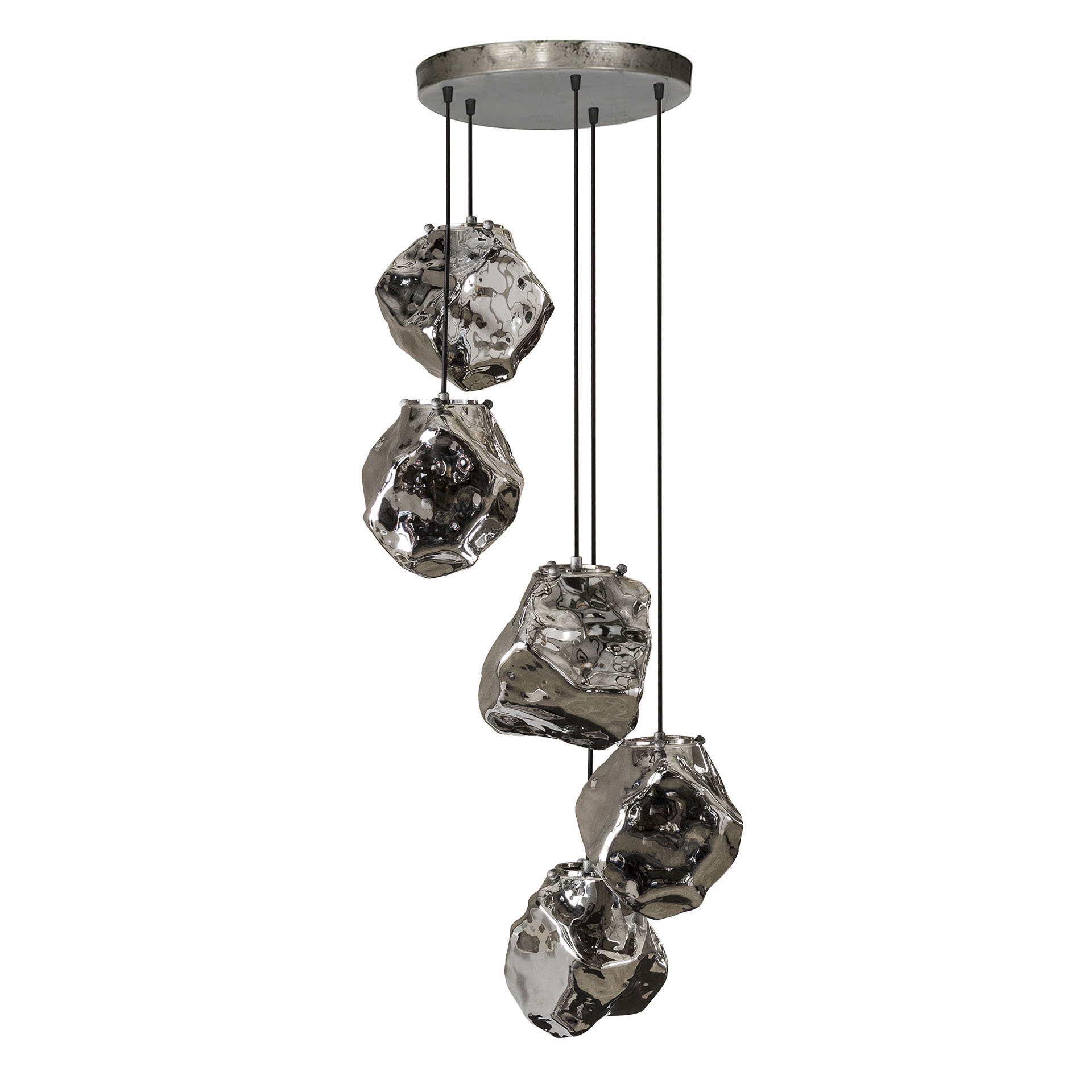 Home-Designs Pendelleuchte ROCK Altsilber 5-flammig