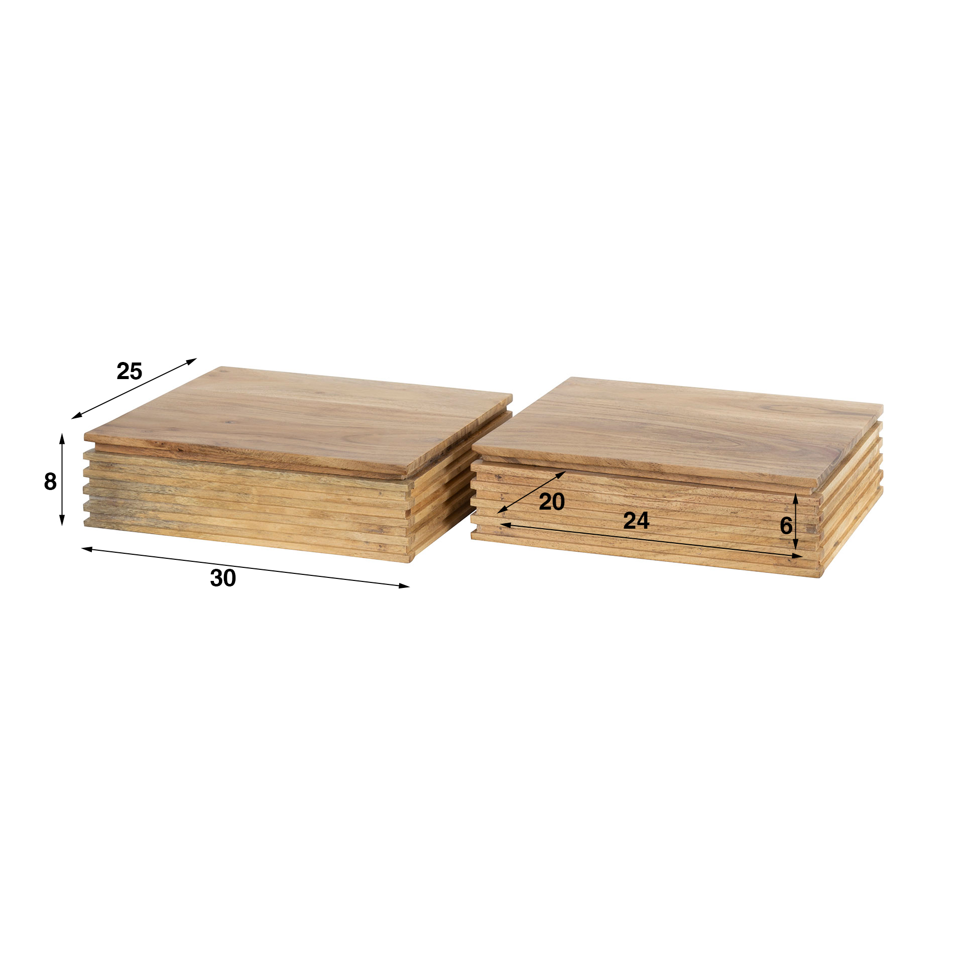 Home Designs Nachttisch 30 cm breite 'Layer XS' 2 er Set – Elegantes Design in Akazienholz