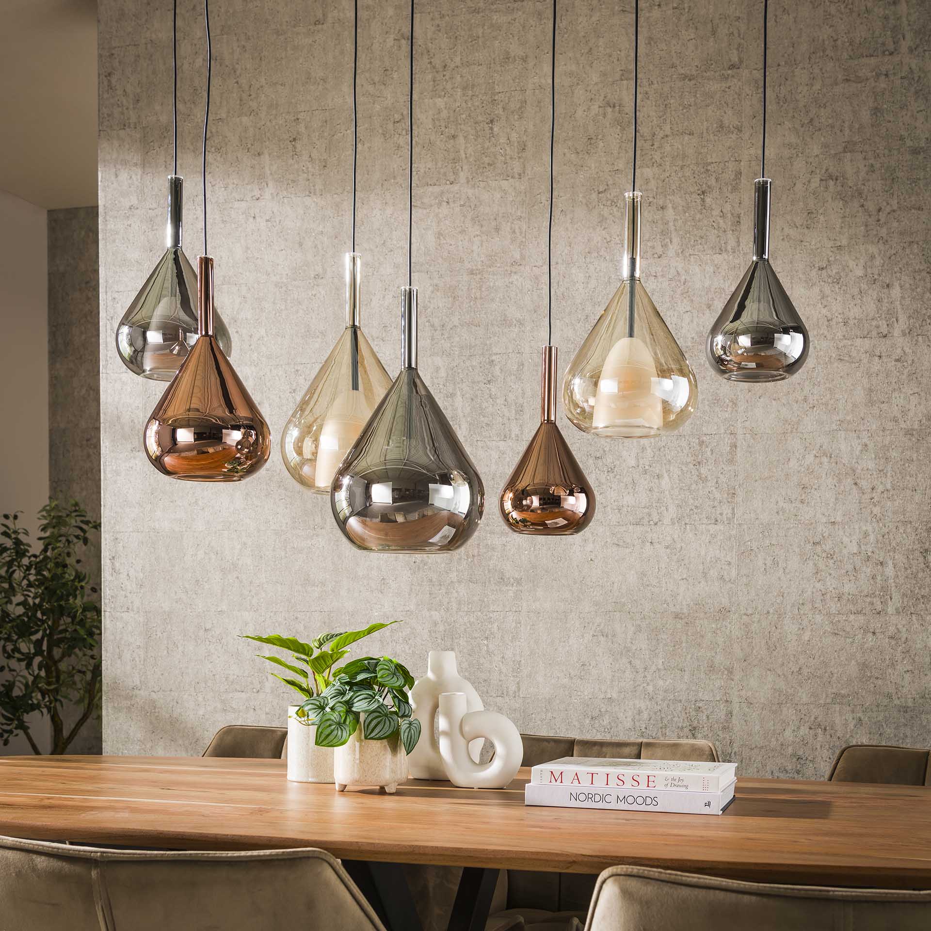 Home-Designs Hängelampe „Wings Mix Glass“ – Stilvolle Beleuchtung mit farbigen Glasschirmen