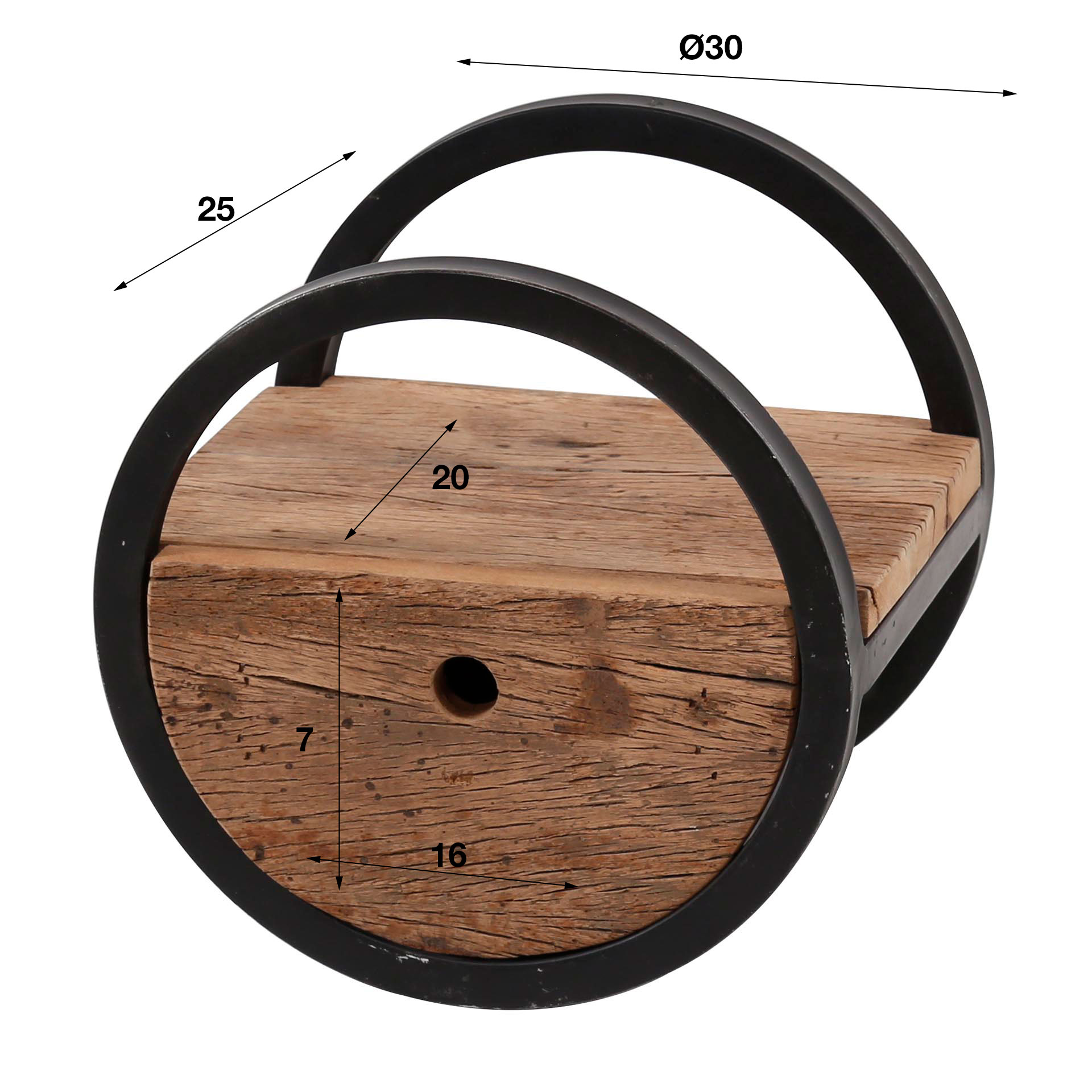 Home-Designs Wandregal 3er Set rund BAHIA Holz Mix mit Schublade