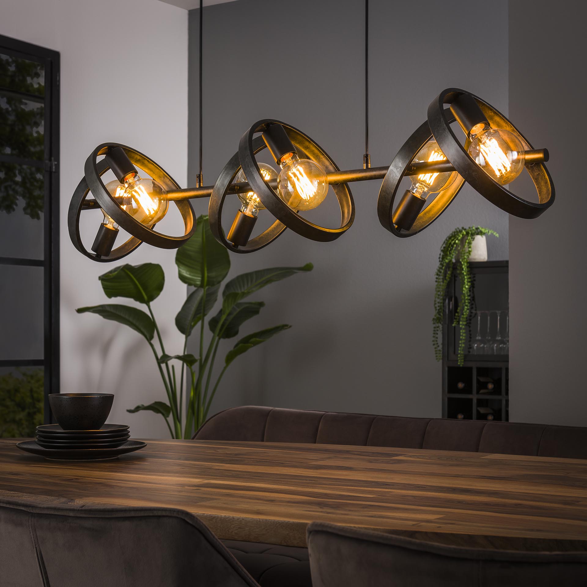 Home-Designs Pendelleuchte VENUS schwarz 6-flammig