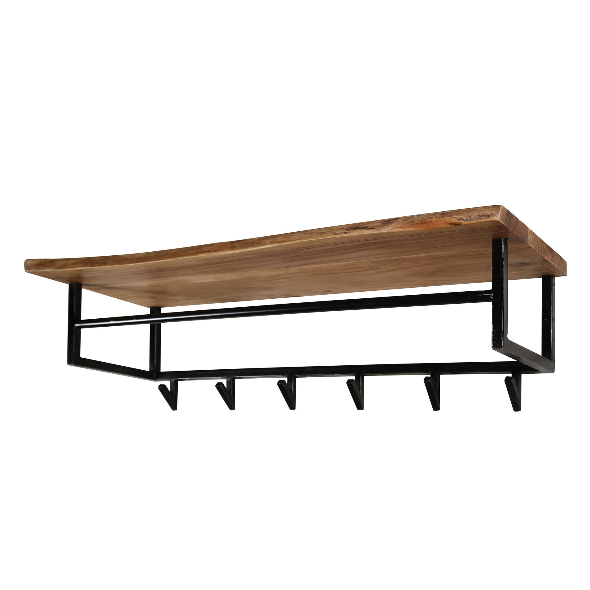 Hakenleiste EDGE mit Ablage Akazie Massivholz / Metall 6 Haken