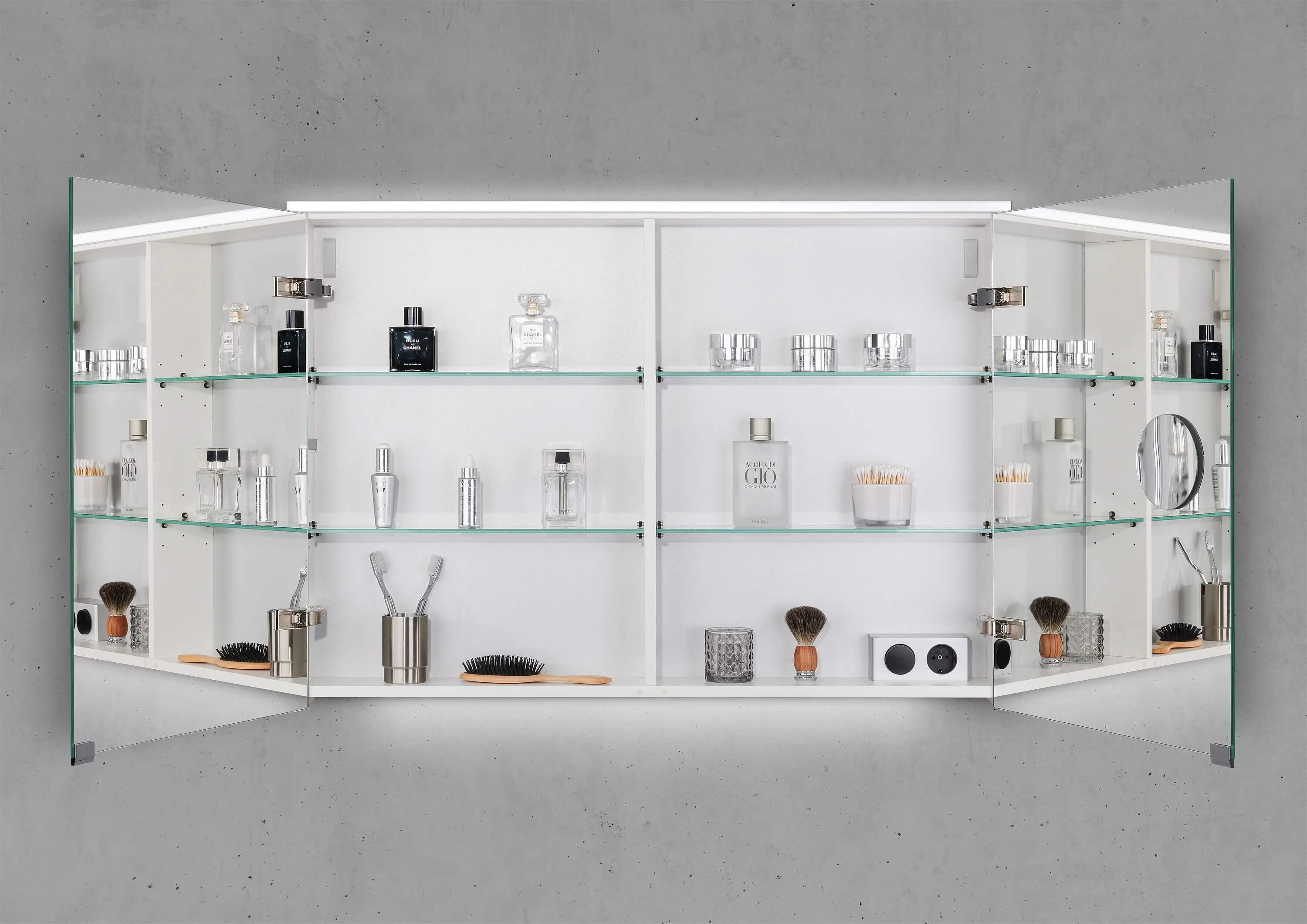 Badmöbel Set 100 cm, Multi-Led Spiegelschrank beidseitig verspiegelt, komplett vormontiert