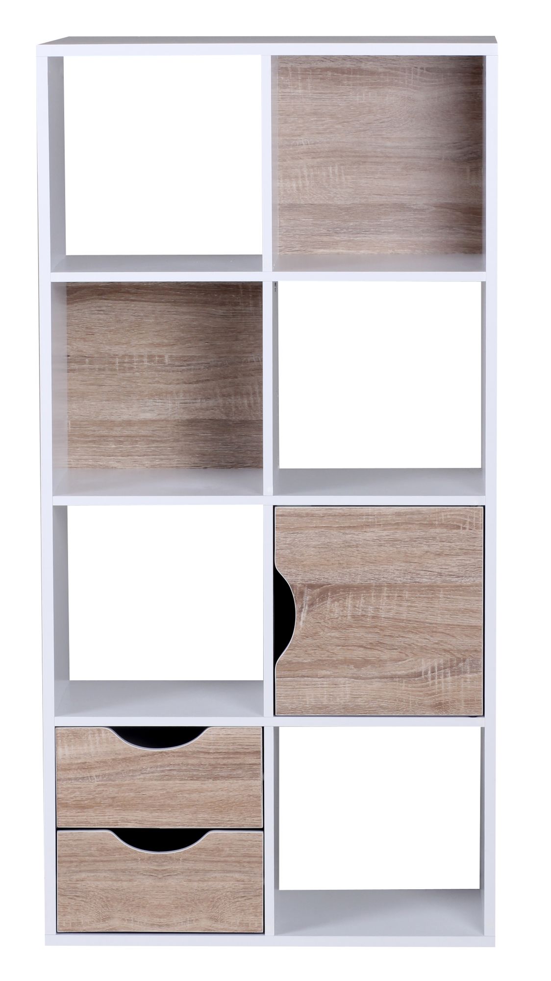 37349-Wohnling-Buecherregal-60-x-120-x-29-cm-Weiss-Sonoma-Eiche-mit-Schubladen-und-Tuer--Buecherwand--Standregal--Faecher--Fach--Raumteiler--Wohnzimmerregal--Wandregal-WL1-429-WL1-429_1.jpg