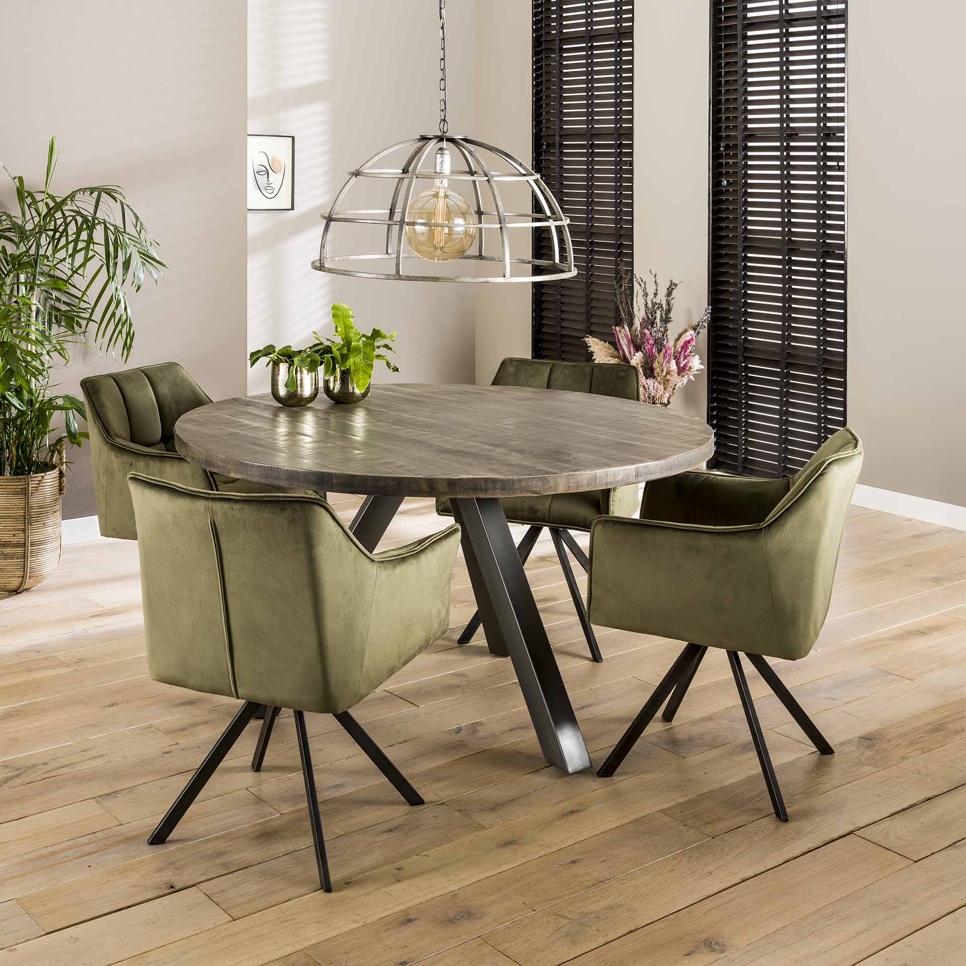 Home-Designs Sessel 2er Set VIRAGE drehbar / Grün velvet