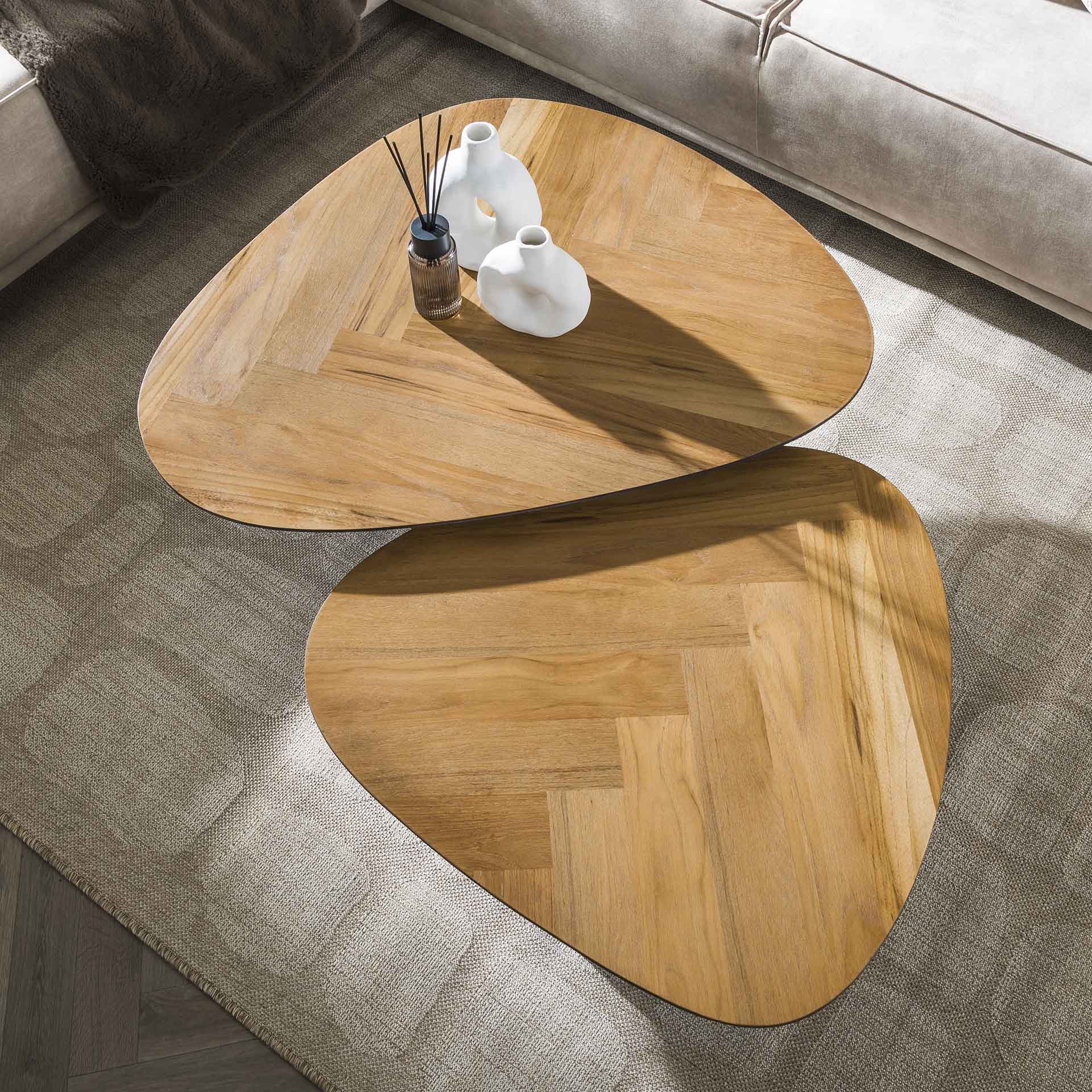 Couchtisch-Set 'Infinite' aus Teakholzfurnier