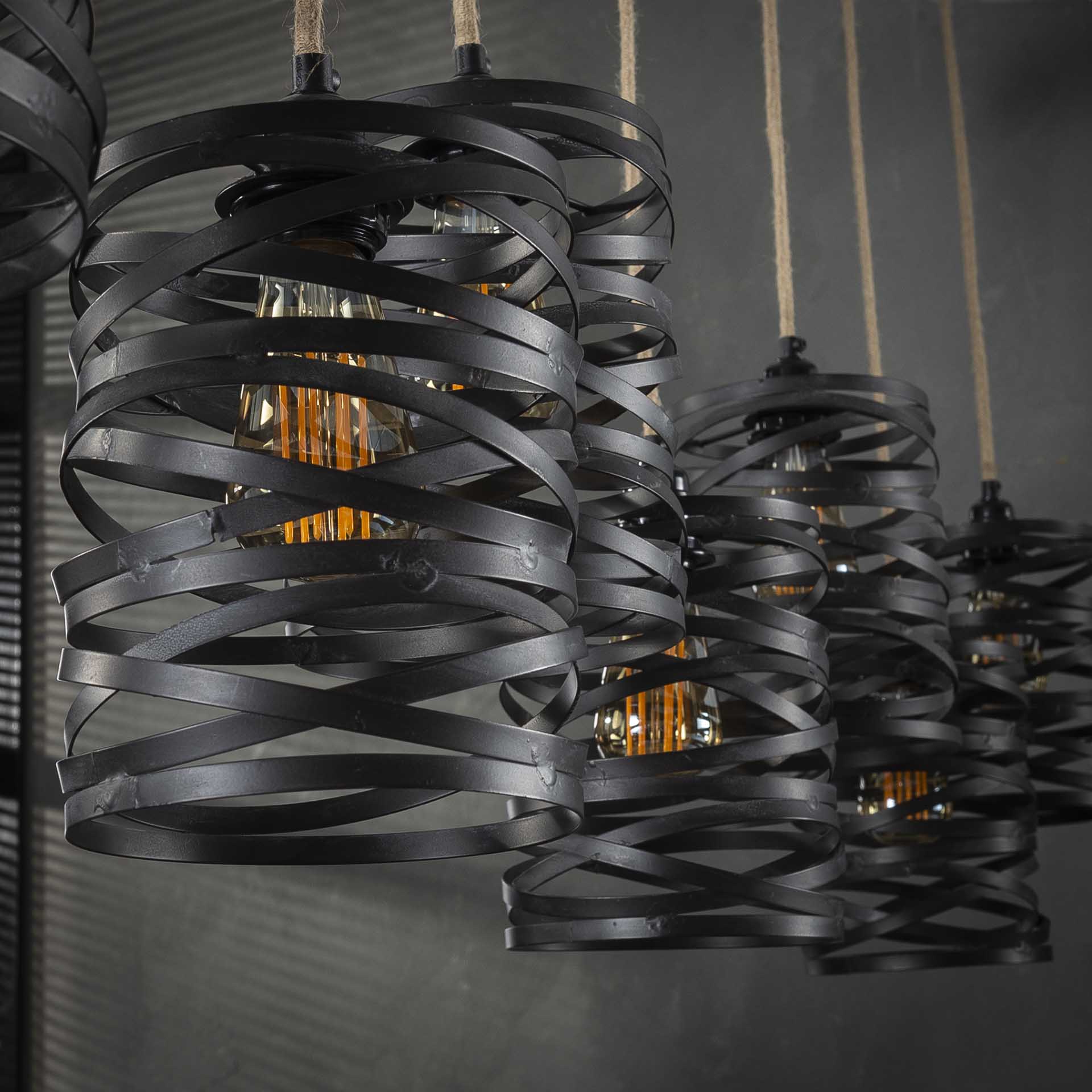 Hängeleuchte JOK 7-flammig Metall schiefergrau Industrie Design