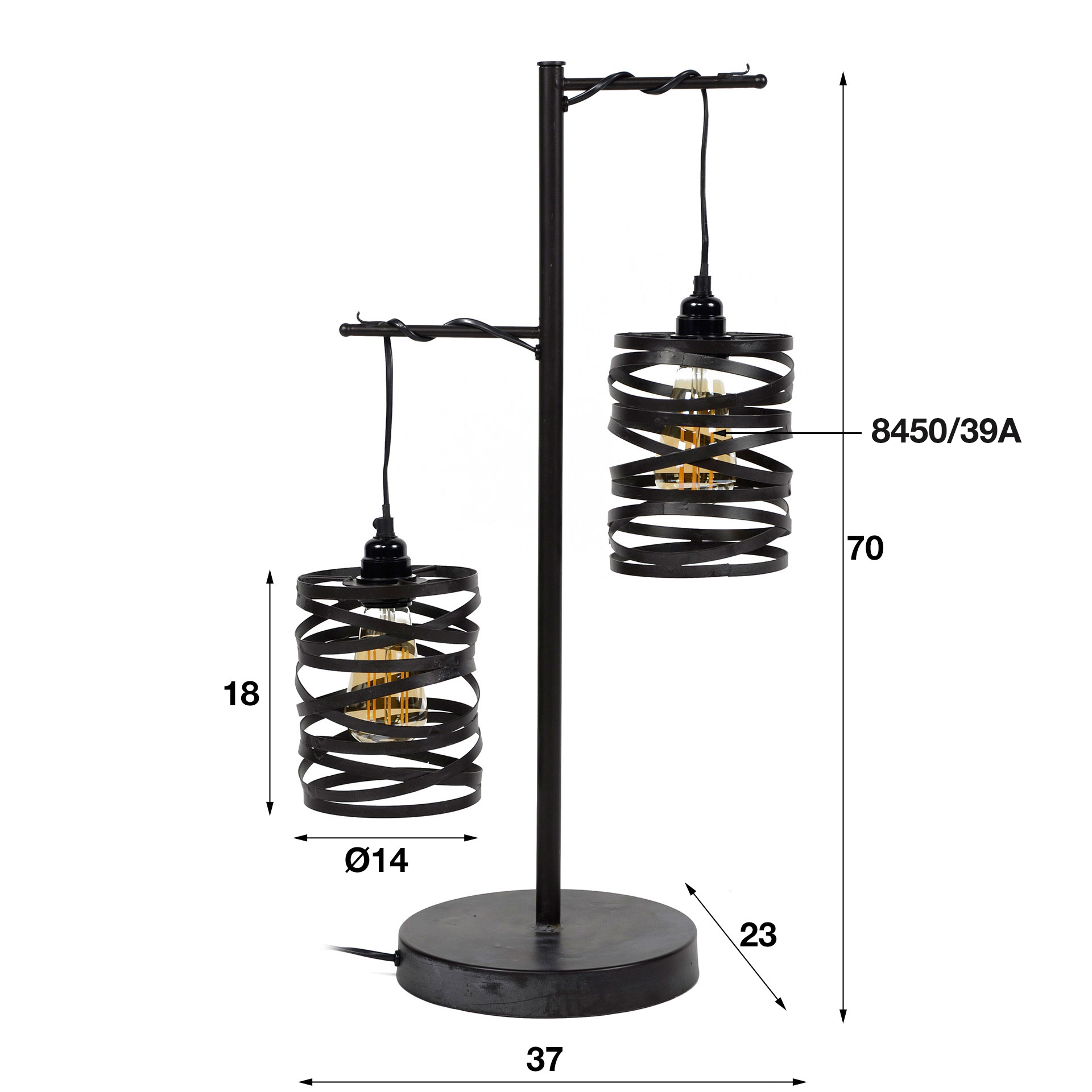 Tischlampe JOK 2-flammig grau