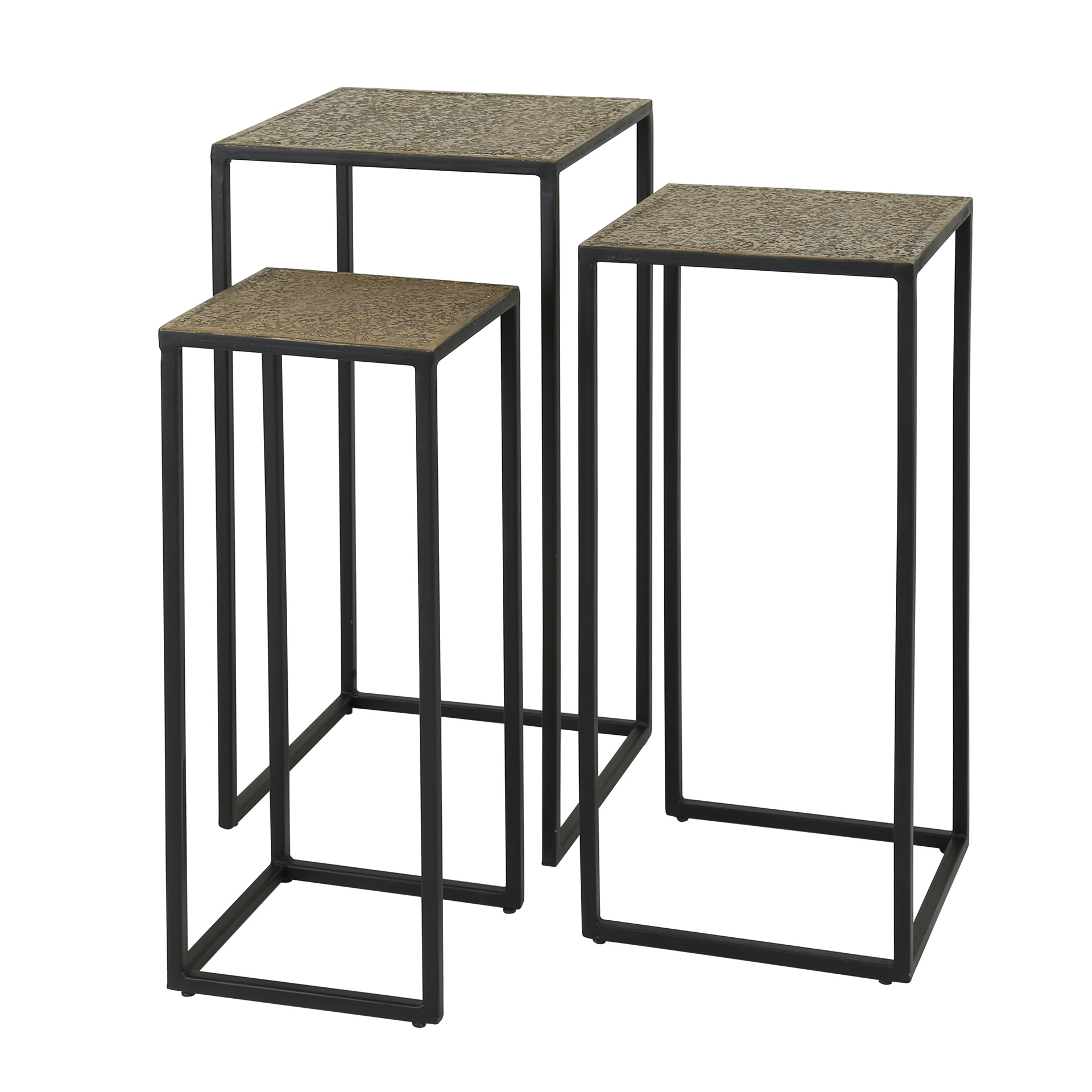 HOME-DESIGNS Beistelltisch 4er Set LION schwarz Gold Metall