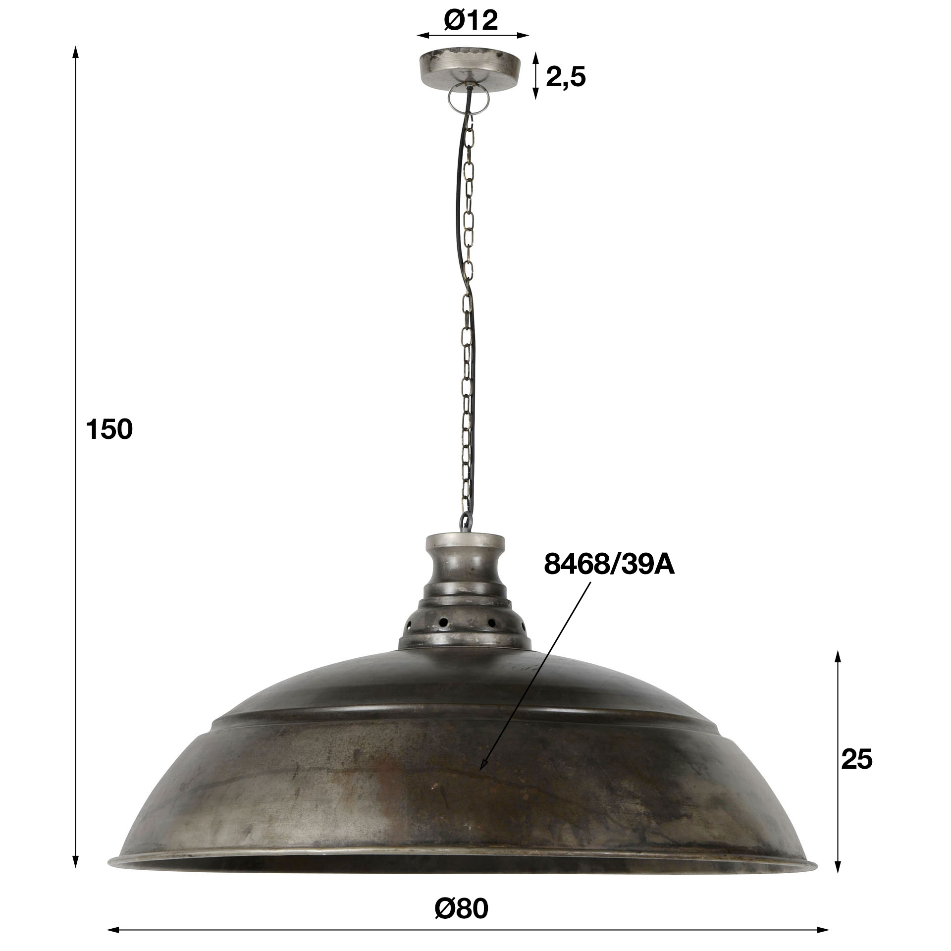 Design Hängelampe 80 cm TACOL Industrial Design schwarz/bronze