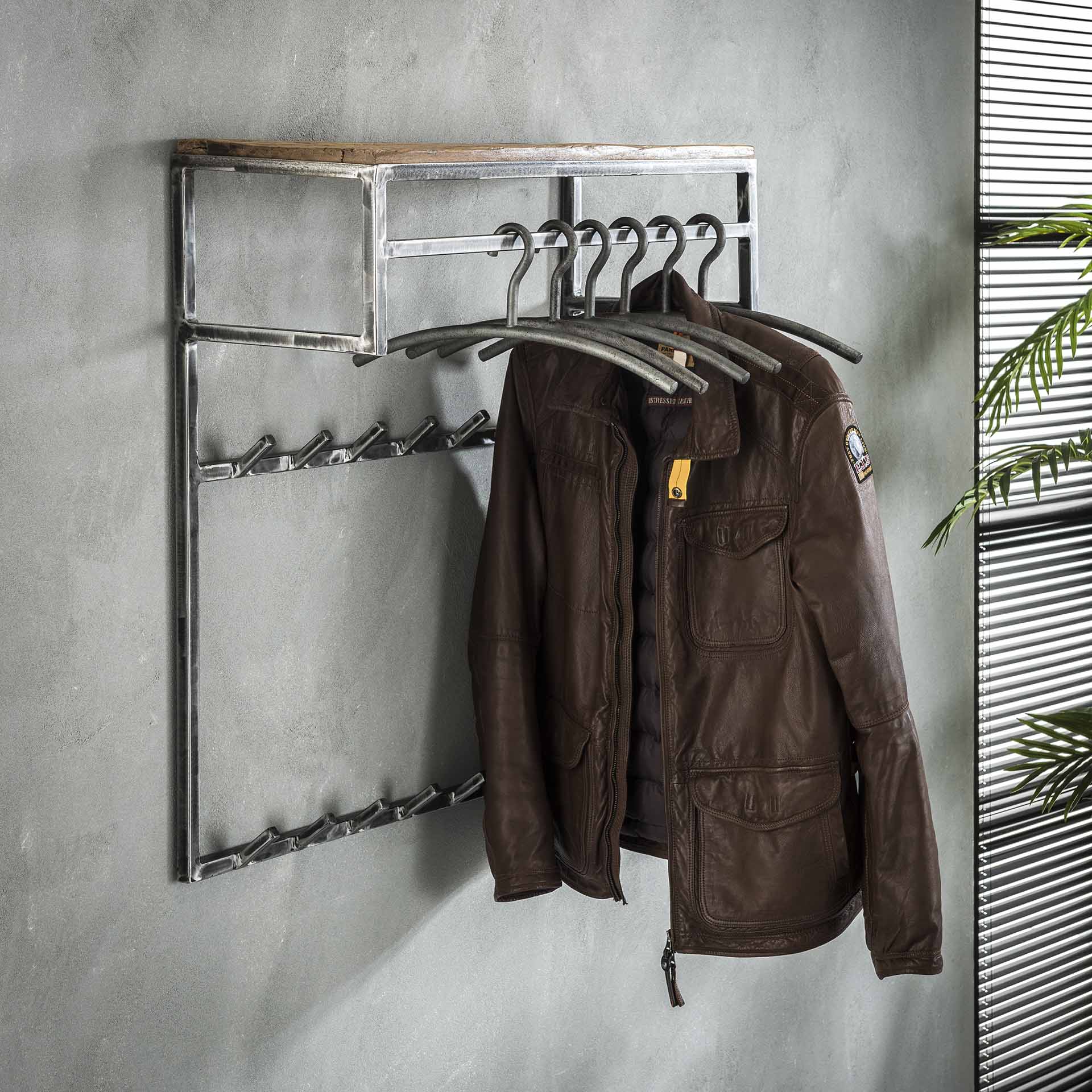 Design Garderobe mit Stange und Hutablage aus robustem Hartholz 83 x 80 x 30 cm