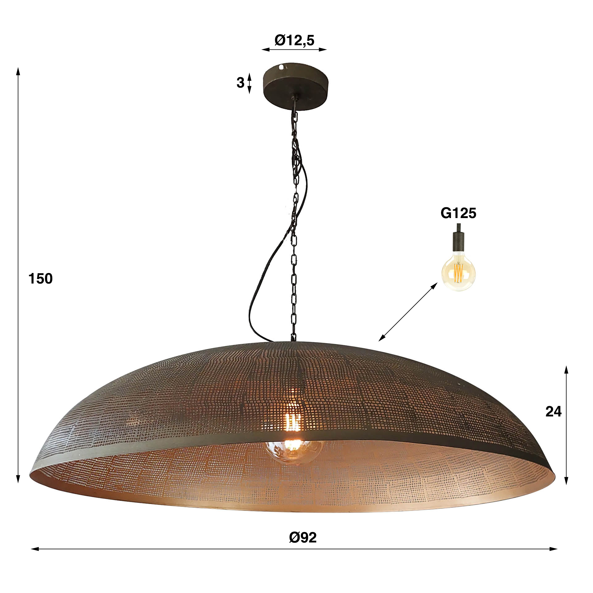 Design Deckenleuchte 90 cm Rund Cosmis XL Industrial Design Antike bronze