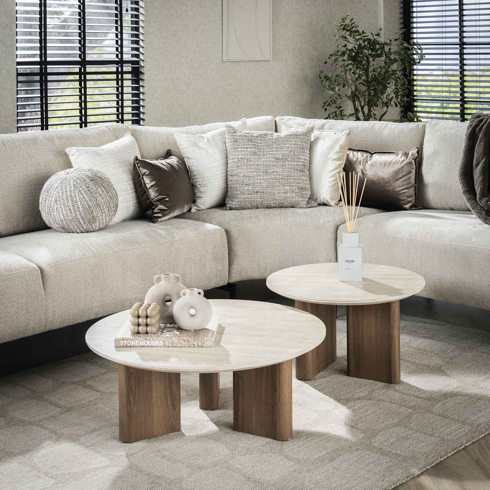 Designer Couchtisch-Set/2 Romano Keramikplatte