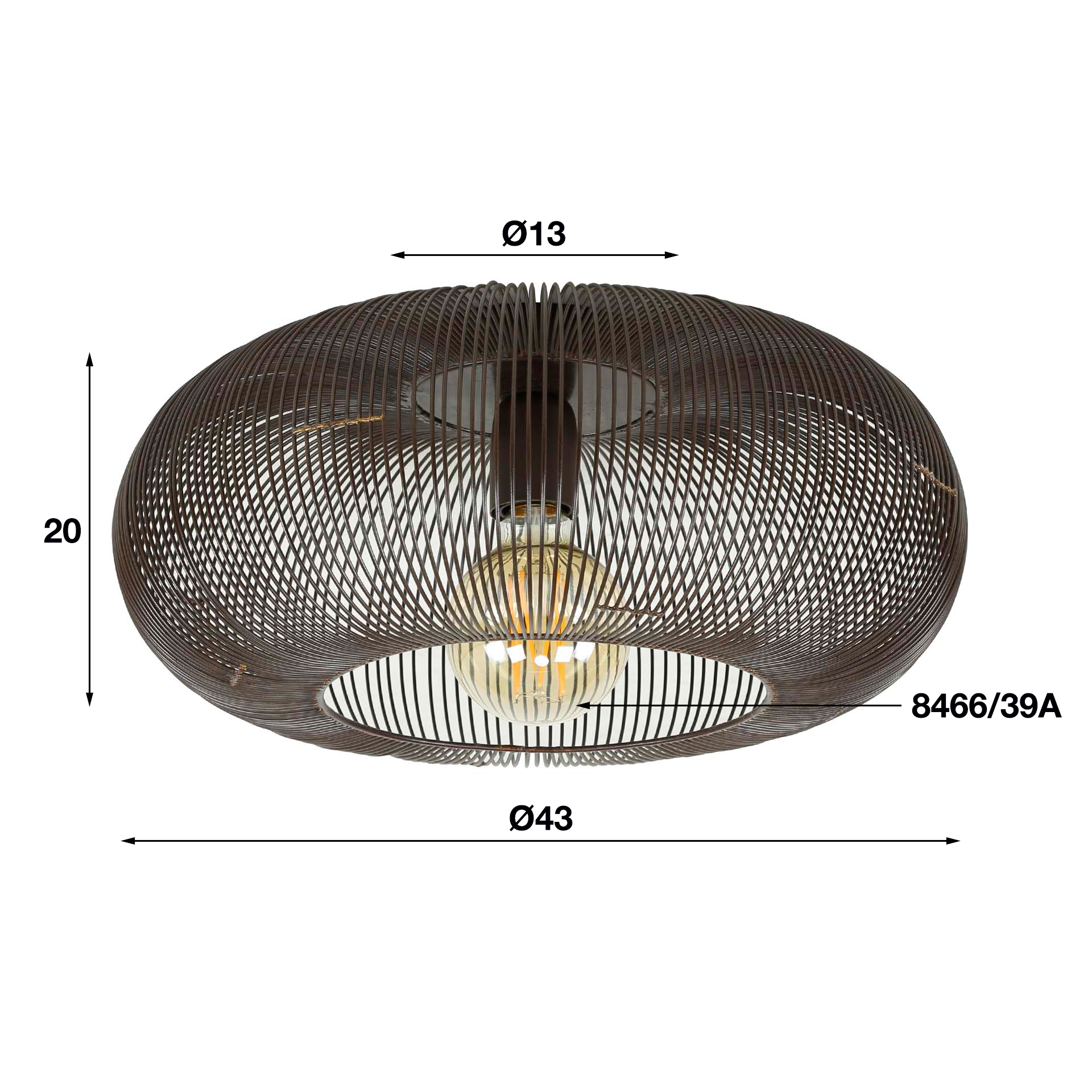Home-Designs Deckenlampe Rund MACO Metall Retro
