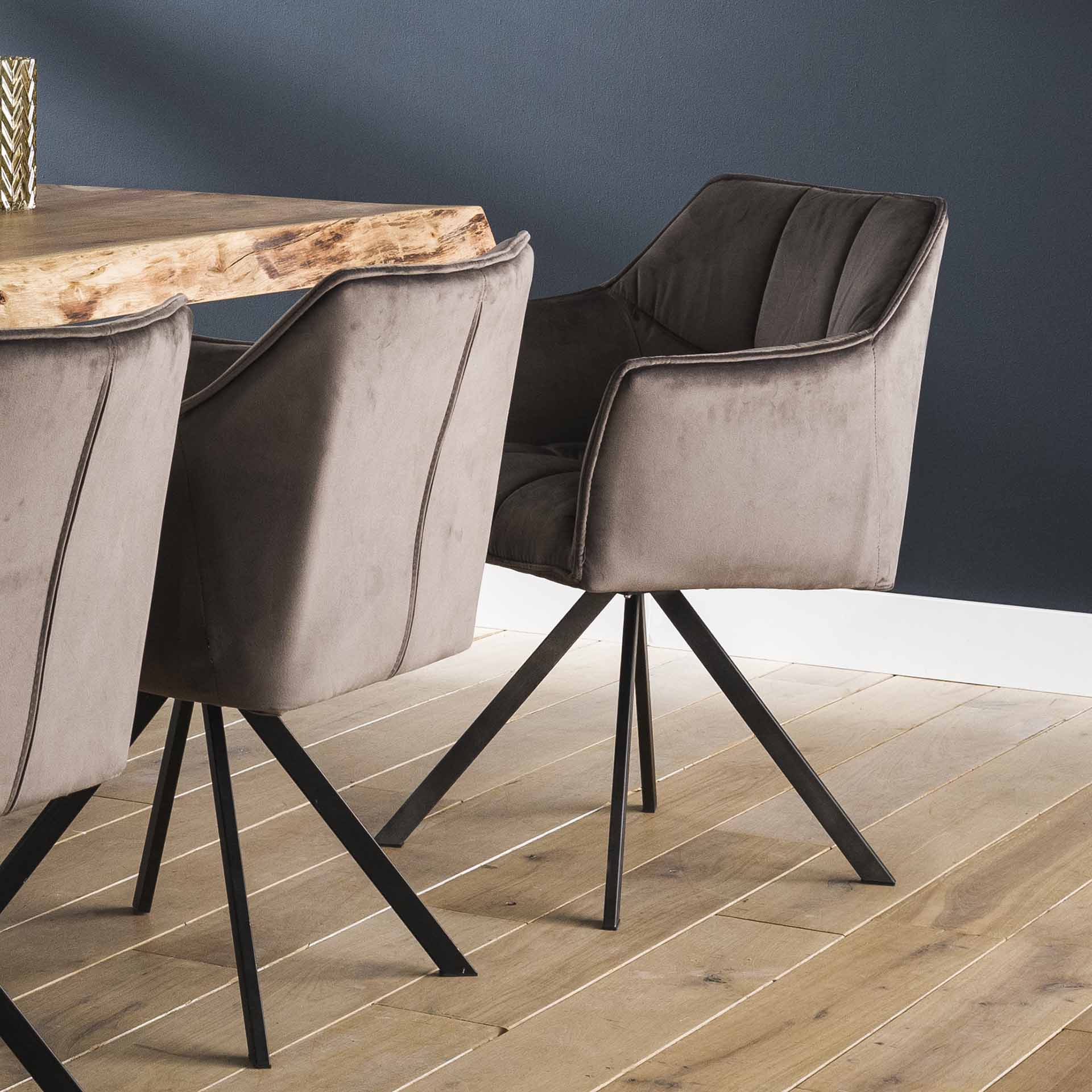 Home-Designs Sessel VIRAGE 2er Set drehbar / Anthrazit velvet