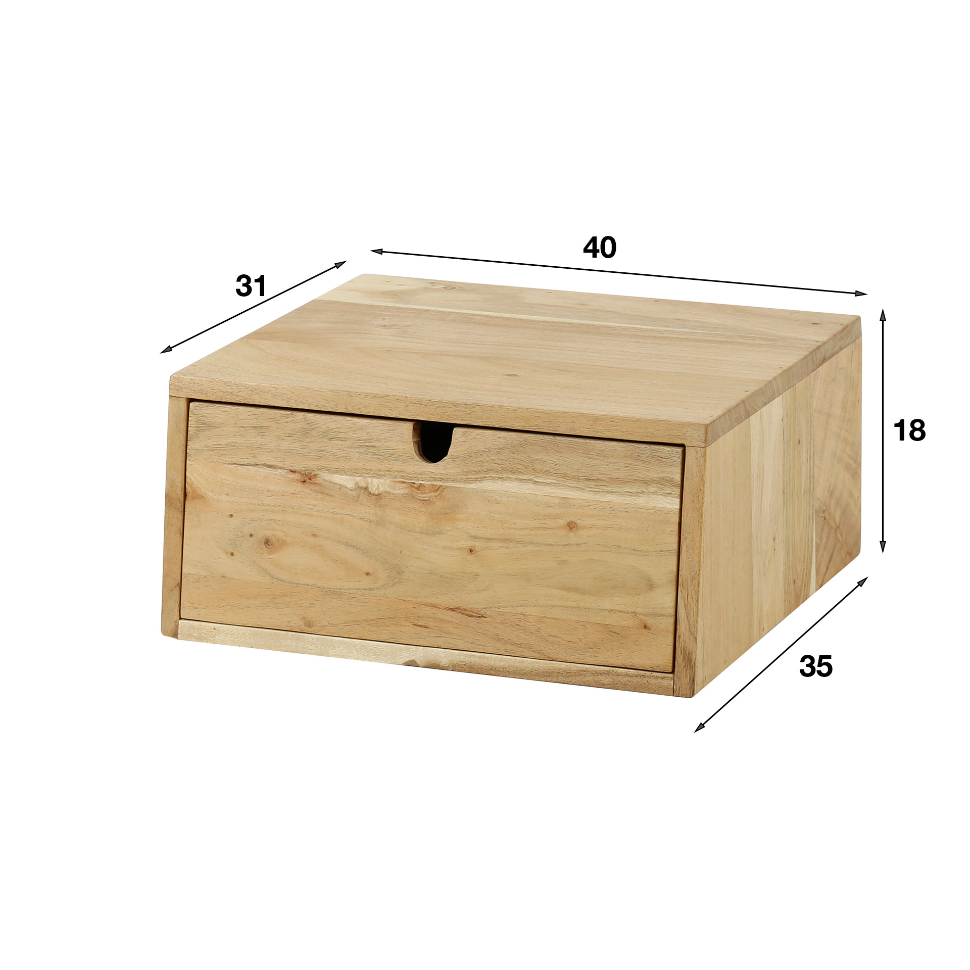 Nachttisch HOVER Akazienholz mit 1 Schublade