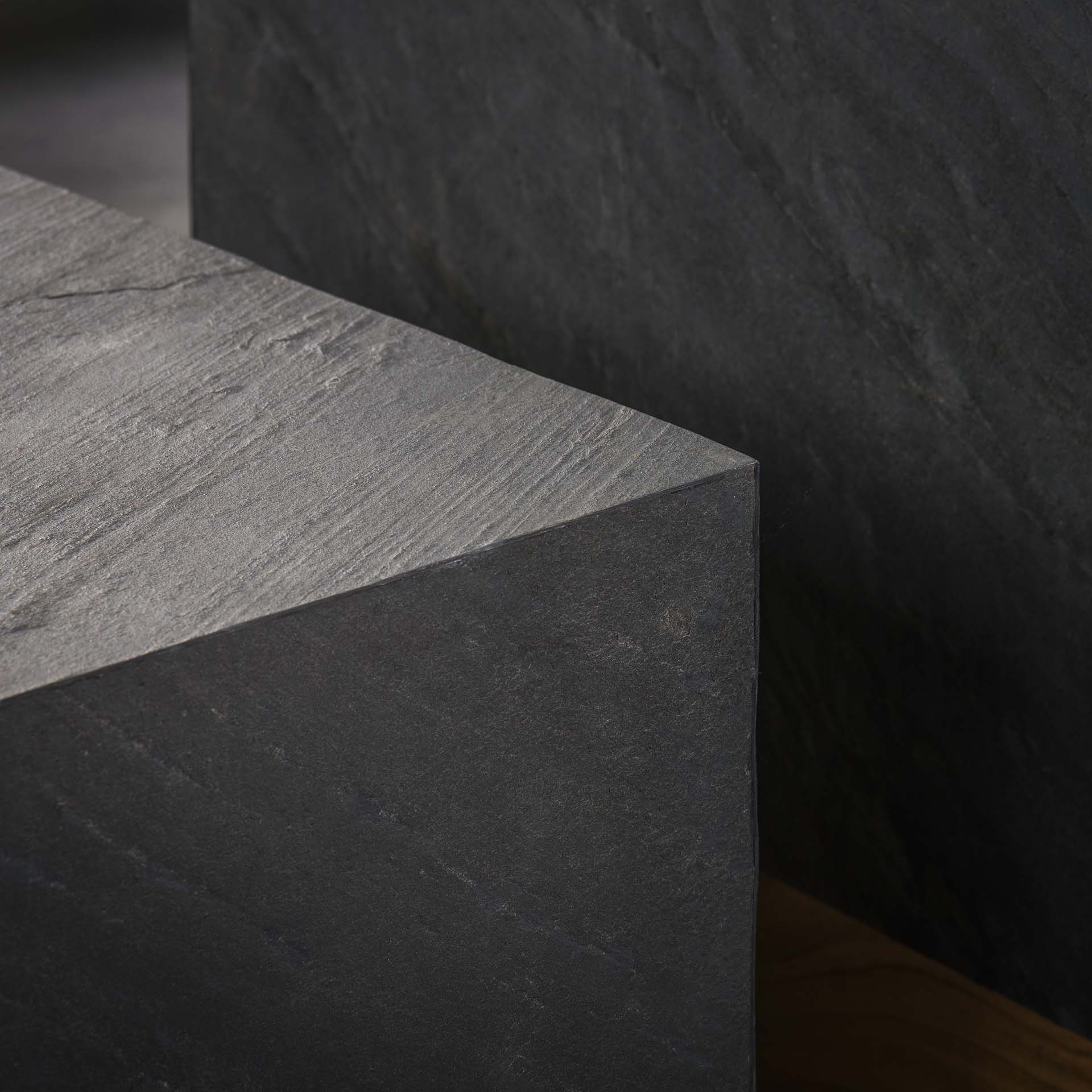 Design Couchtisch 2 Set BEGO Schiefer Schwarz Akazienholz