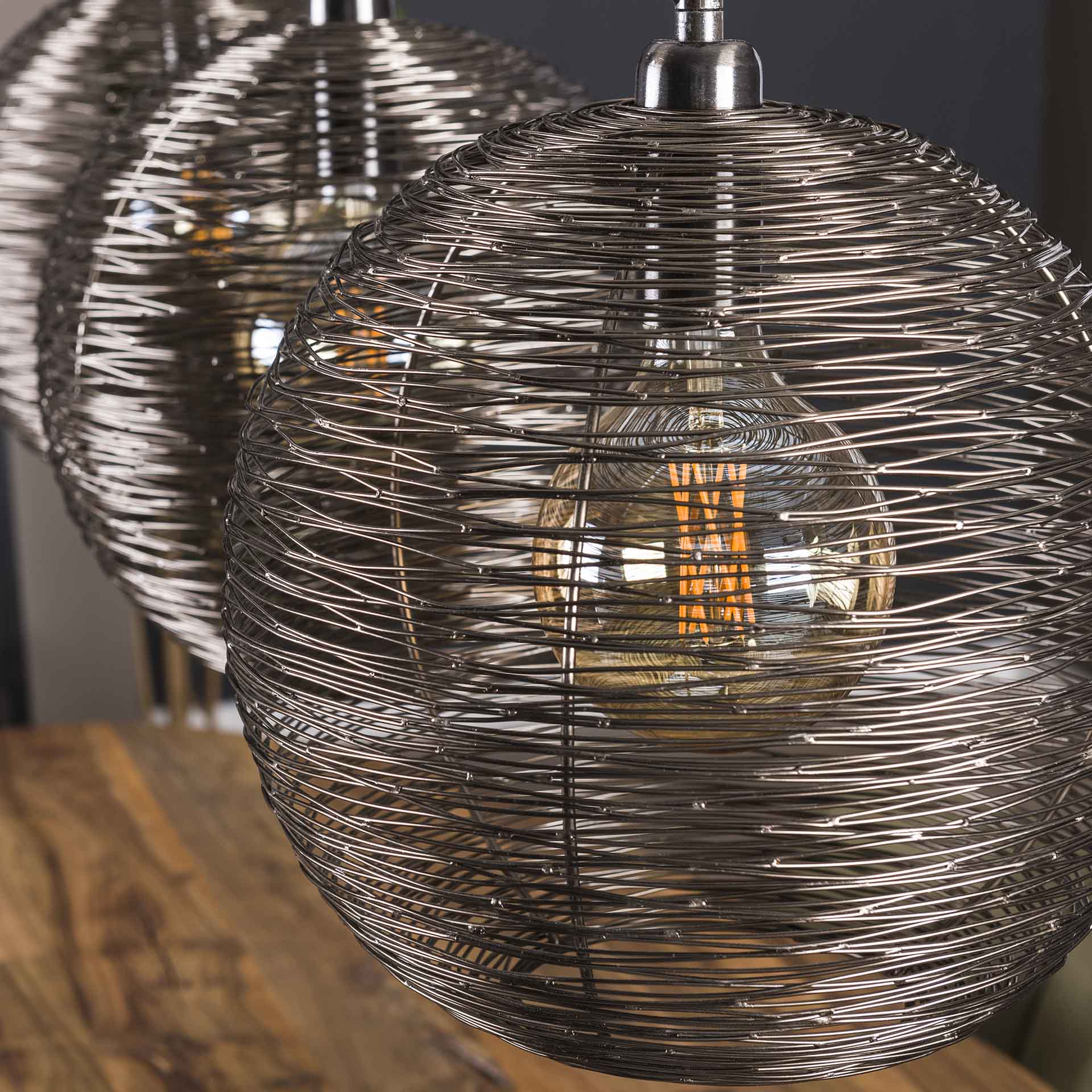 Home-Designs Hängelampe 3L WEB schwarz Nickel