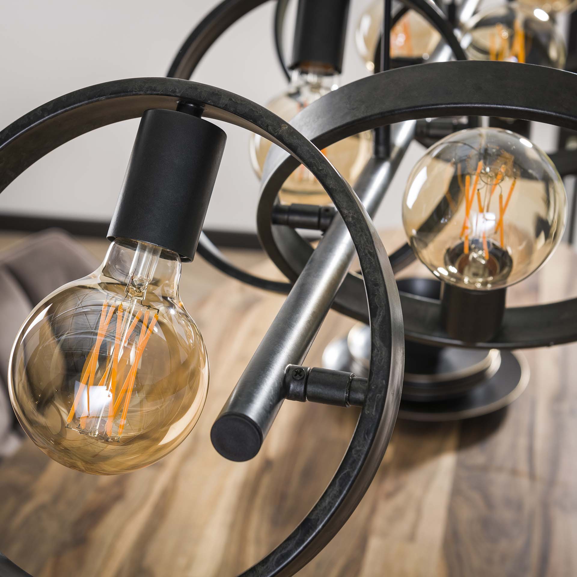 Home-Designs Pendelleuchte VENUS schwarz 6-flammig